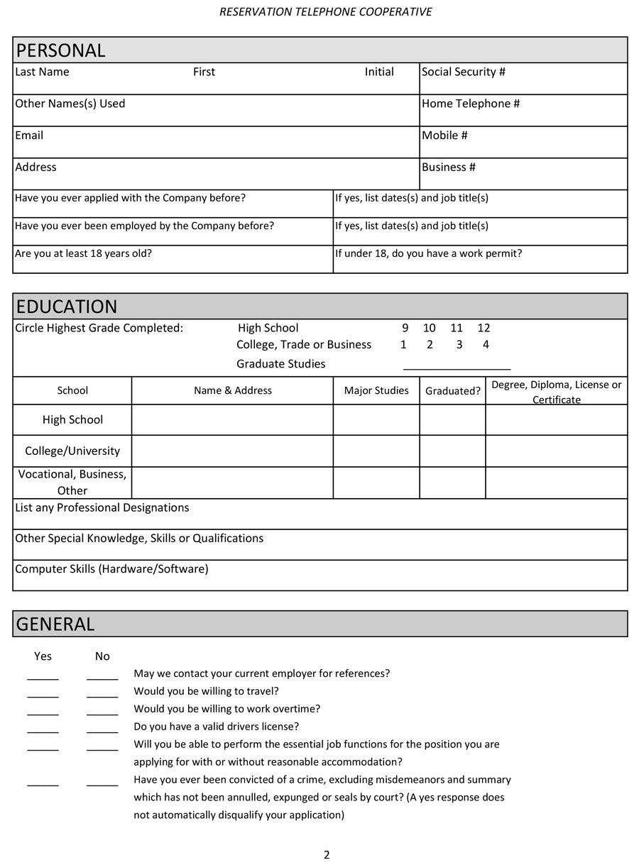 50 Free Employment / Job Application Form Templates [Printable] ᐅ pertaining to Free Printable General Application for Employment