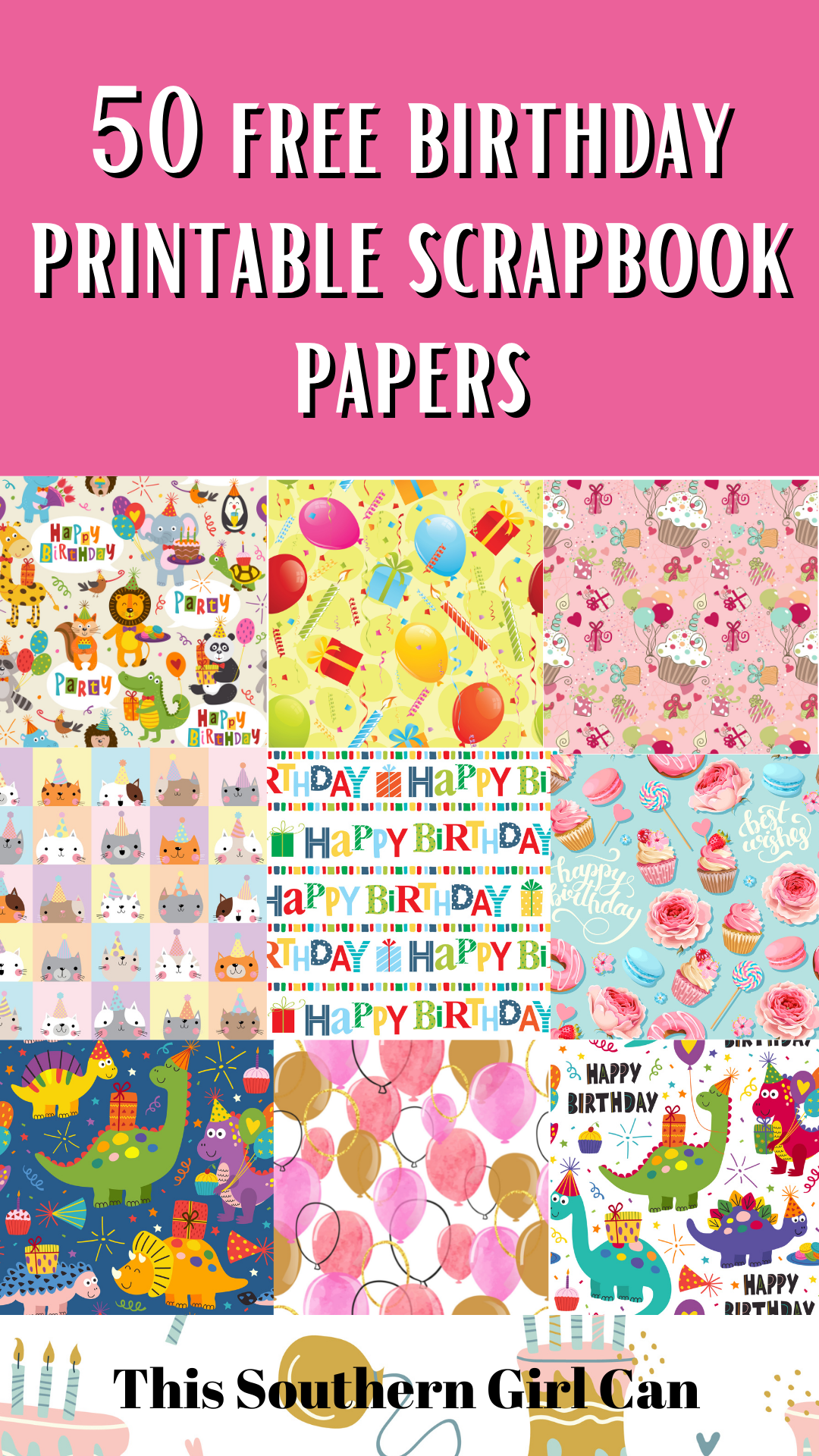 50 Free Printable Birthday Scrapbook Papers with regard to Free Printable Scrapbook Paper