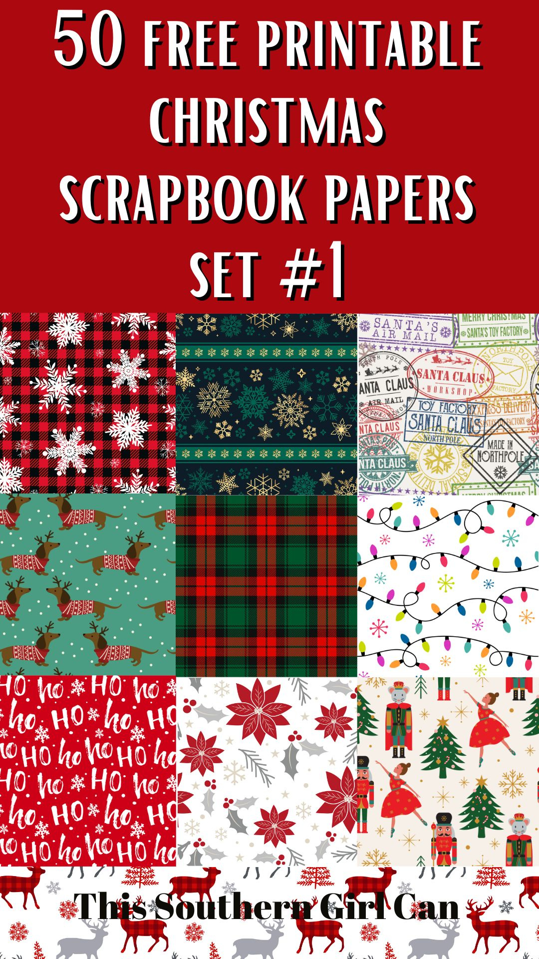 50 Free Printable Christmas Scrapbook Papers Set #1 for Free Printable Scrapbook Paper Christmas