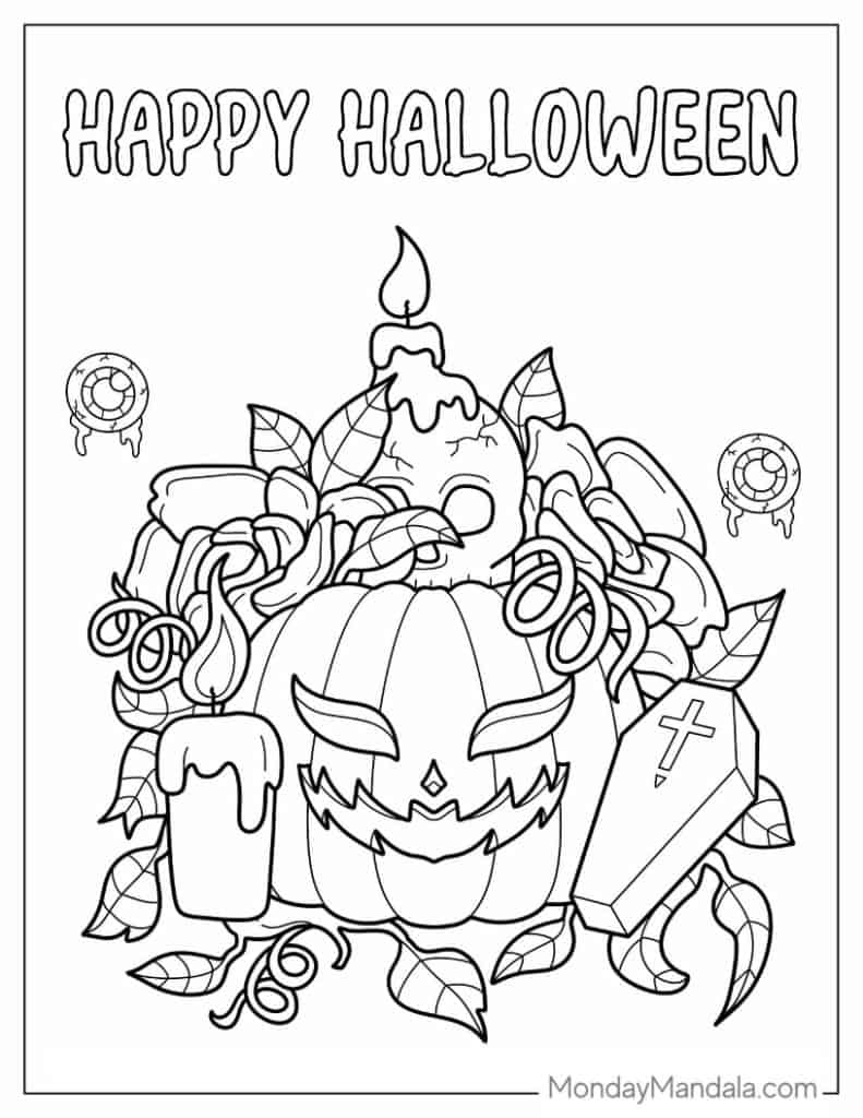 500 Halloween Coloring Pages (Free Pdf Printables) regarding Printable Halloween Cards To Color For Free