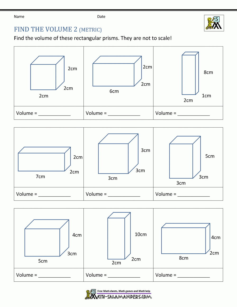 5Th Grade Volume Worksheets in Free Printable Volume of Rectangular Prism Worksheets