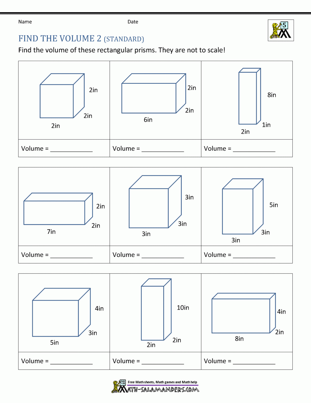 5Th Grade Volume Worksheets inside Free Printable Volume Of Rectangular Prism Worksheets