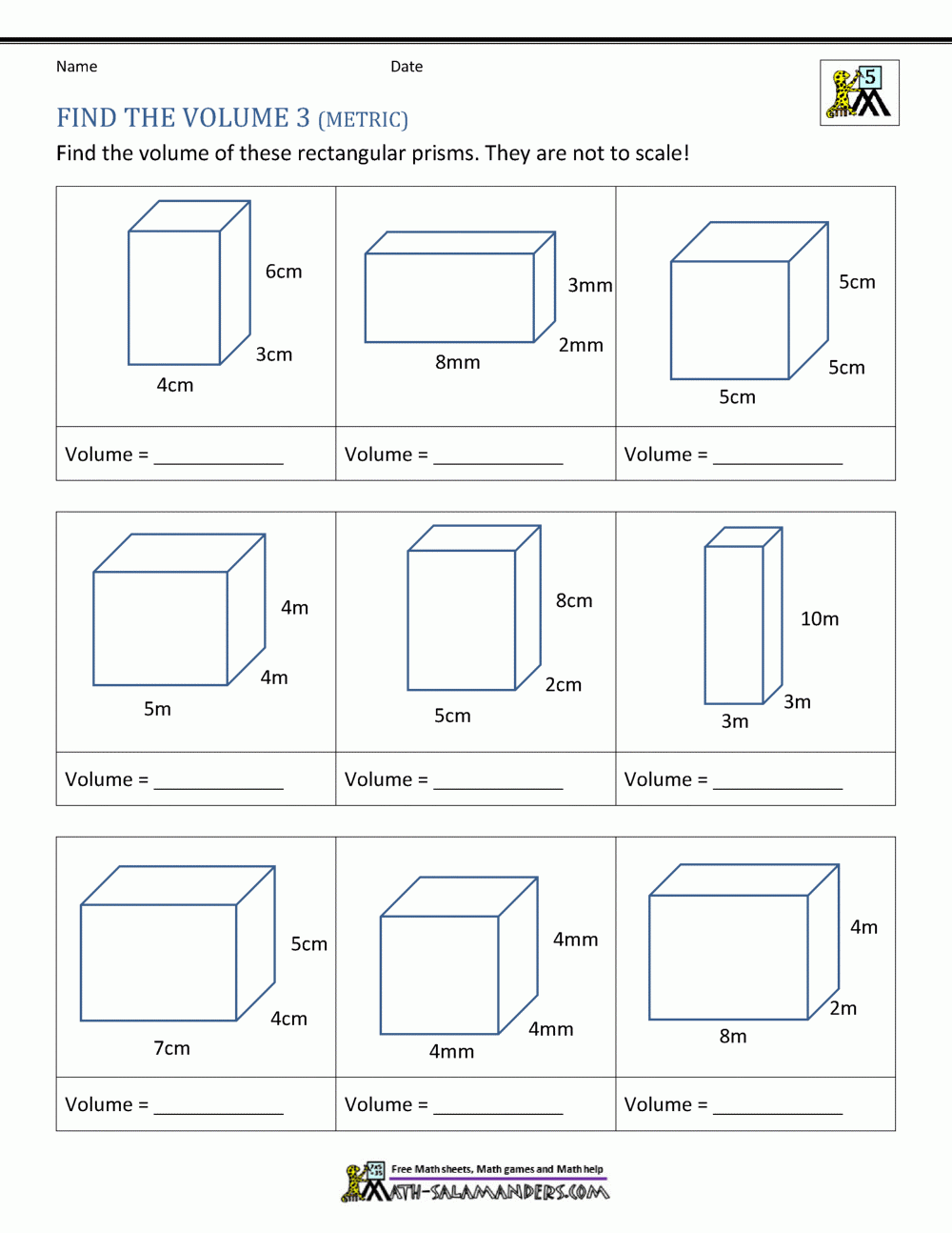 5Th Grade Volume Worksheets regarding Free Printable Volume Of Rectangular Prism Worksheets