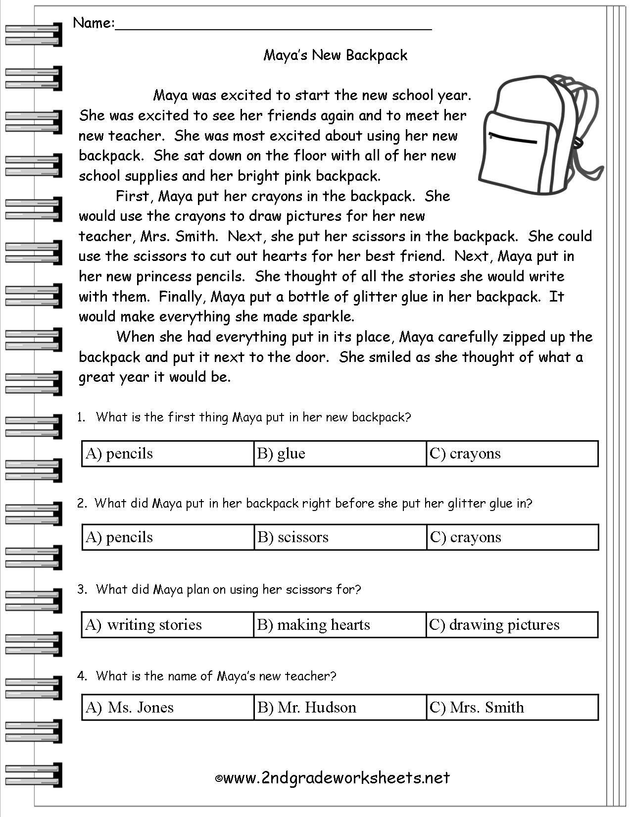 6 Linear Free Printable Reading Comprehension Worksheets For throughout Free Printable Worksheets Reading Comprehension 5th Grade