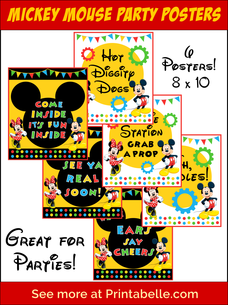 6 Mickey Mouse Clubhouse Party Printable Signs intended for Mickey Mouse Clubhouse Free Party Printables