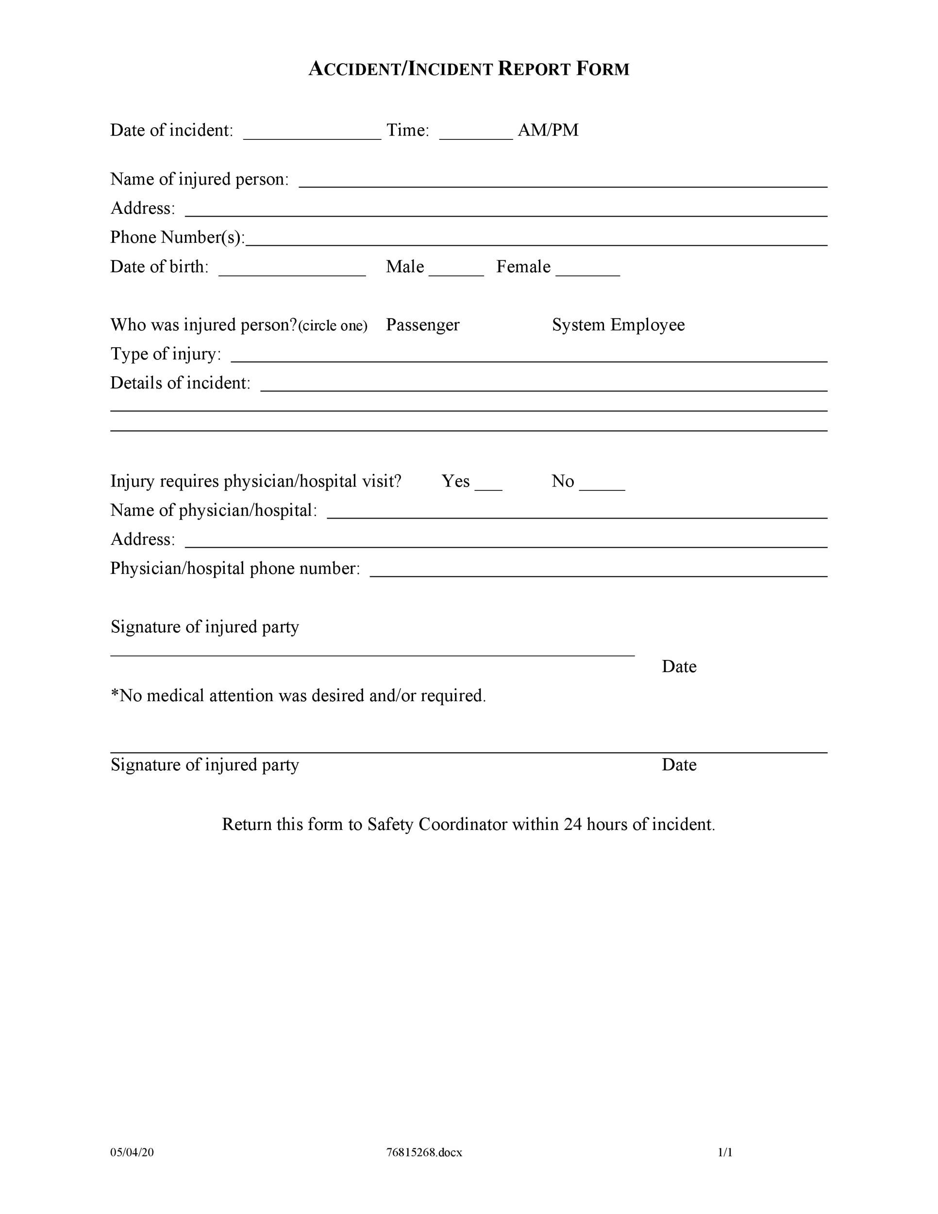 60+ Incident Report Template [Employee, Police, Generic] ᐅ with Free Printable Incident Report Form