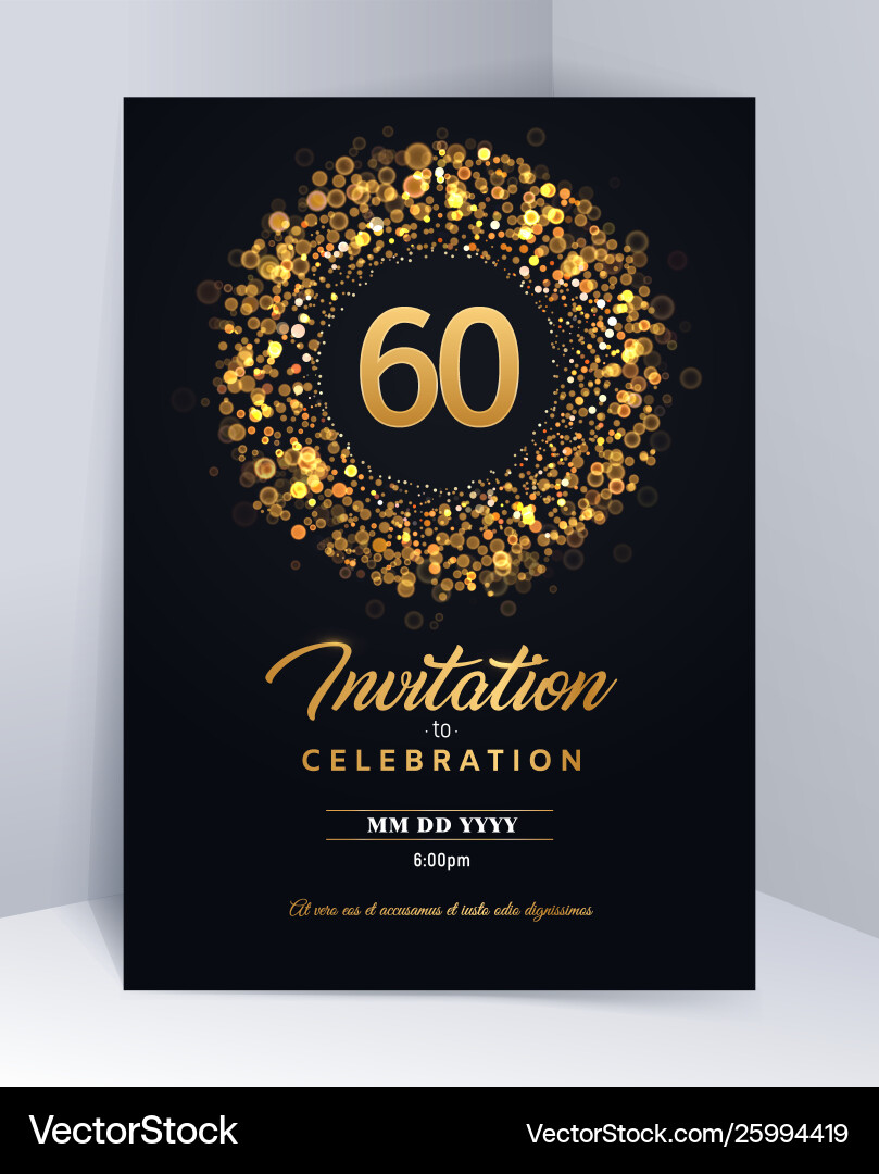 60 Years Anniversary Invitation Card Template Vector Image with Free Printable 60th Wedding Anniversary Invitations