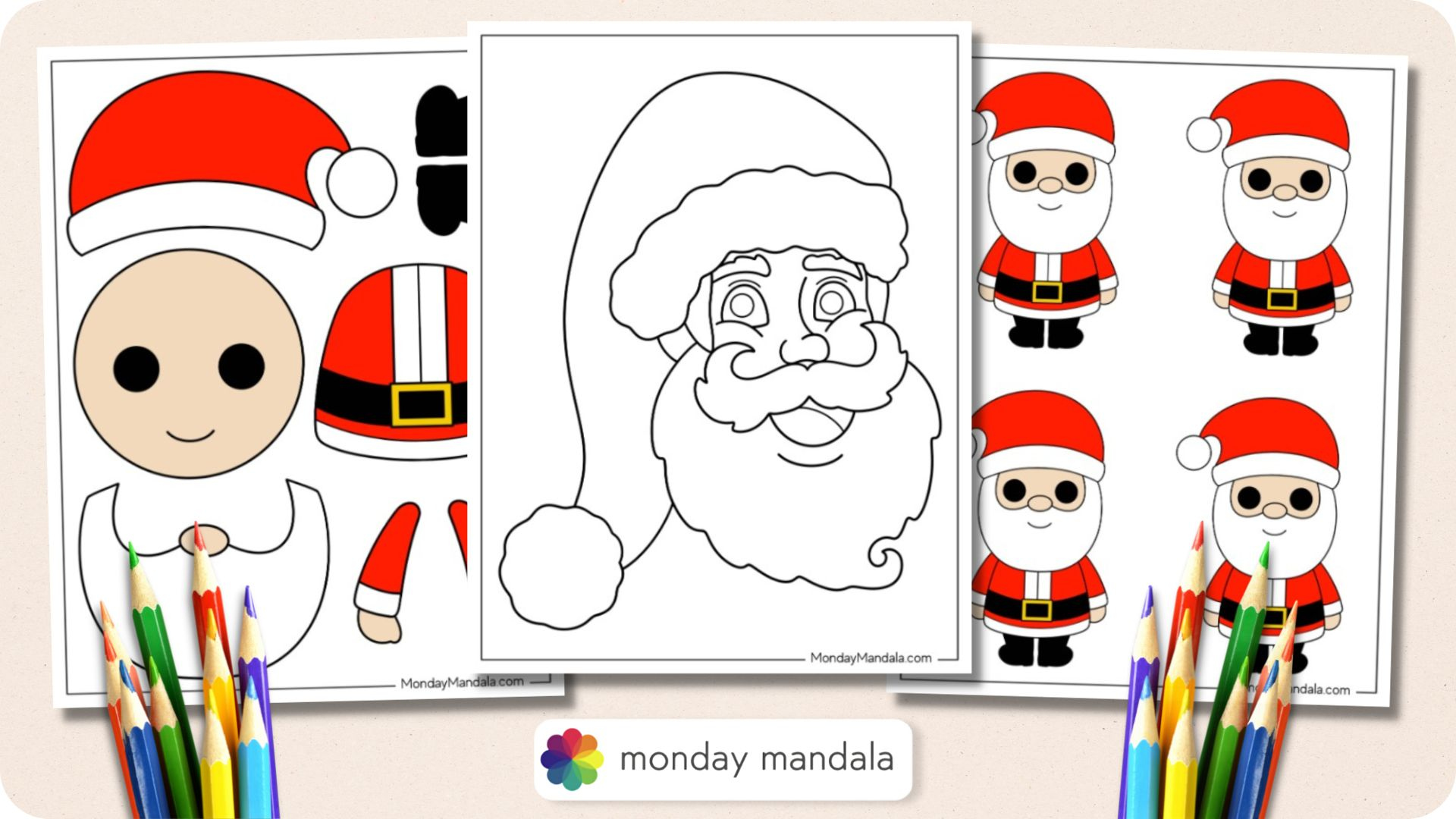 66 Santa Templates (Free Pdf Printables) intended for Free Printable Santa Claus Face