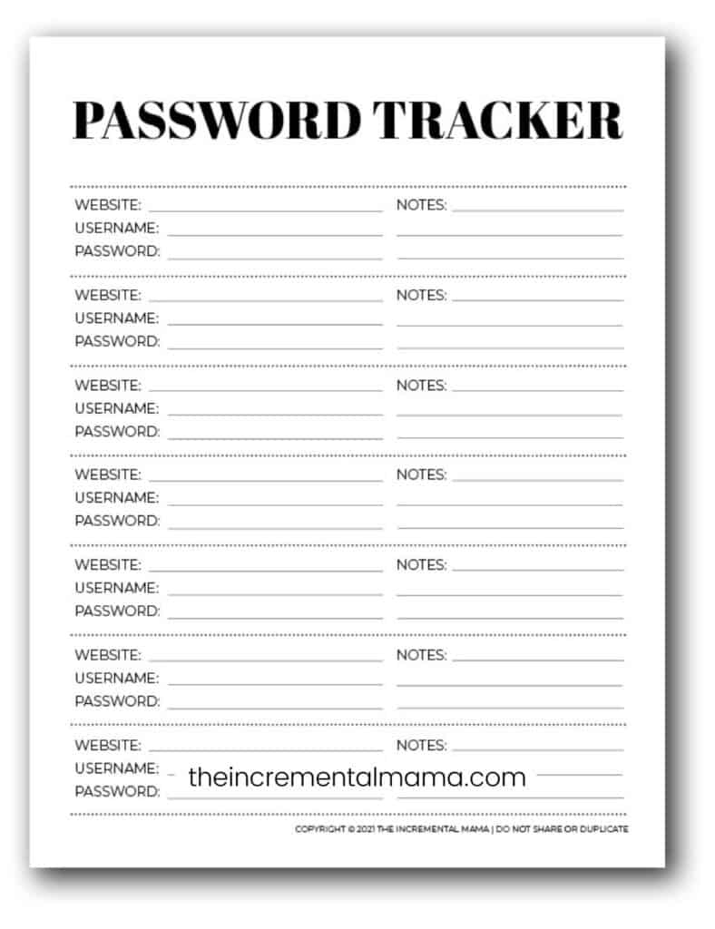 7 Free Printable Password Keeper Printables To Download Instantly regarding Free Printable Password List