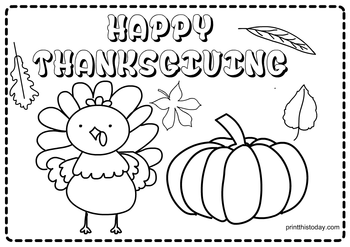 7 Free Printable Thanksgiving Placemats For Kids for Free Printable Thanksgiving Coloring Placemats