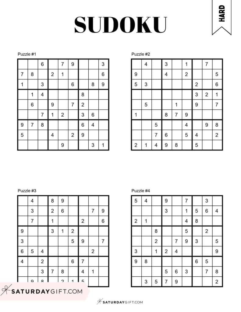 72 Free Printable Sudoku Puzzles | Saturdaygift throughout Free Printable Sudoku 4 Per Page