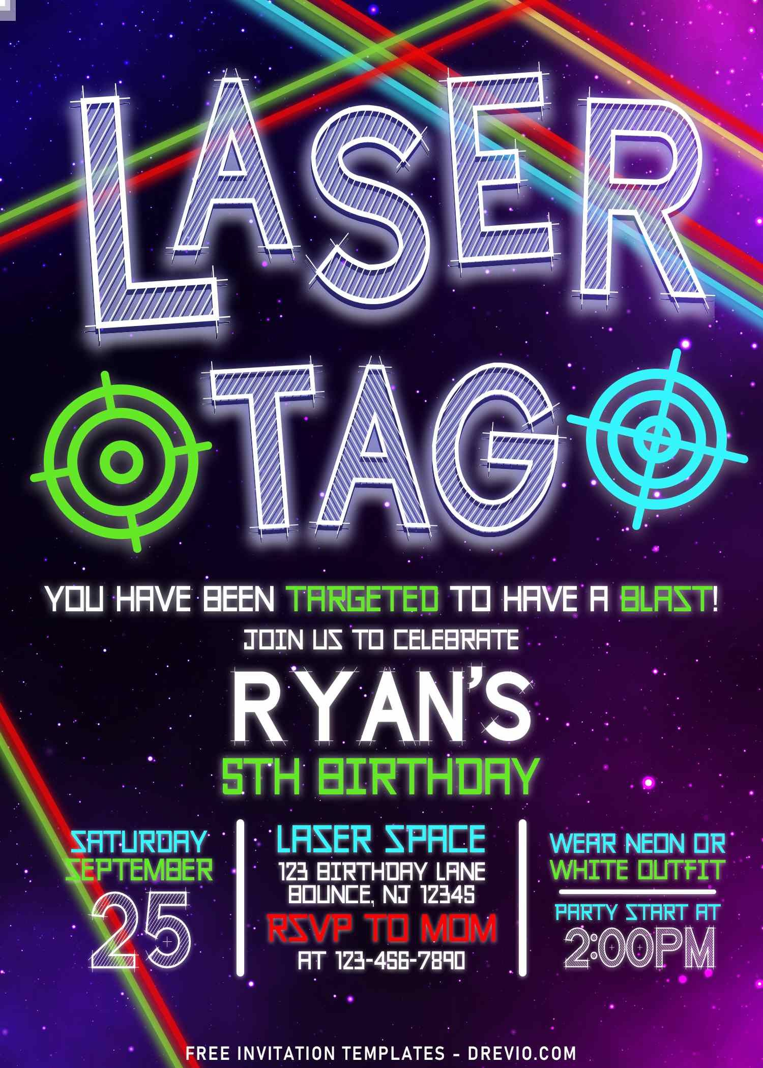 8+ Awesome Laser Tag Birthday Invitation Templates For Boys pertaining to Free Printable Laser Tag Invitation Template