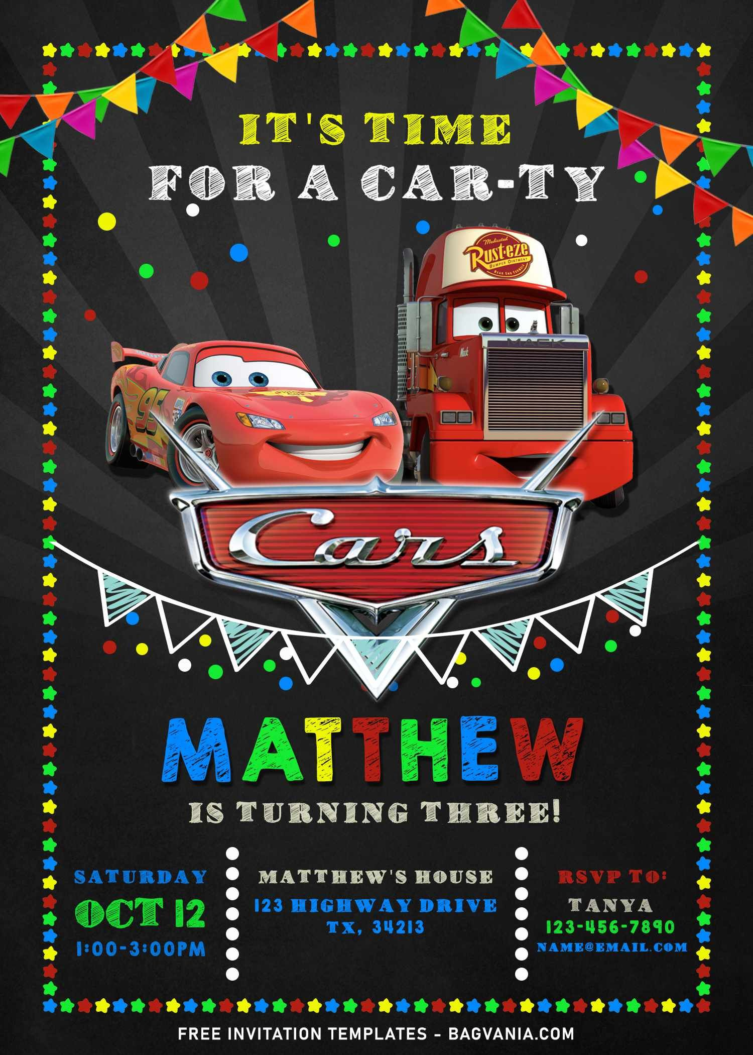 9+ Cool Personalized Disney Cars Birthday Invitation Templates with Free Printable Disney Cars Birthday Party Invitations