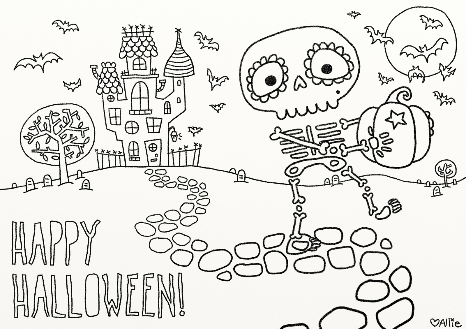 9 Fun Free Printable Halloween Coloring Pages for Printable Halloween Cards to Color for Free