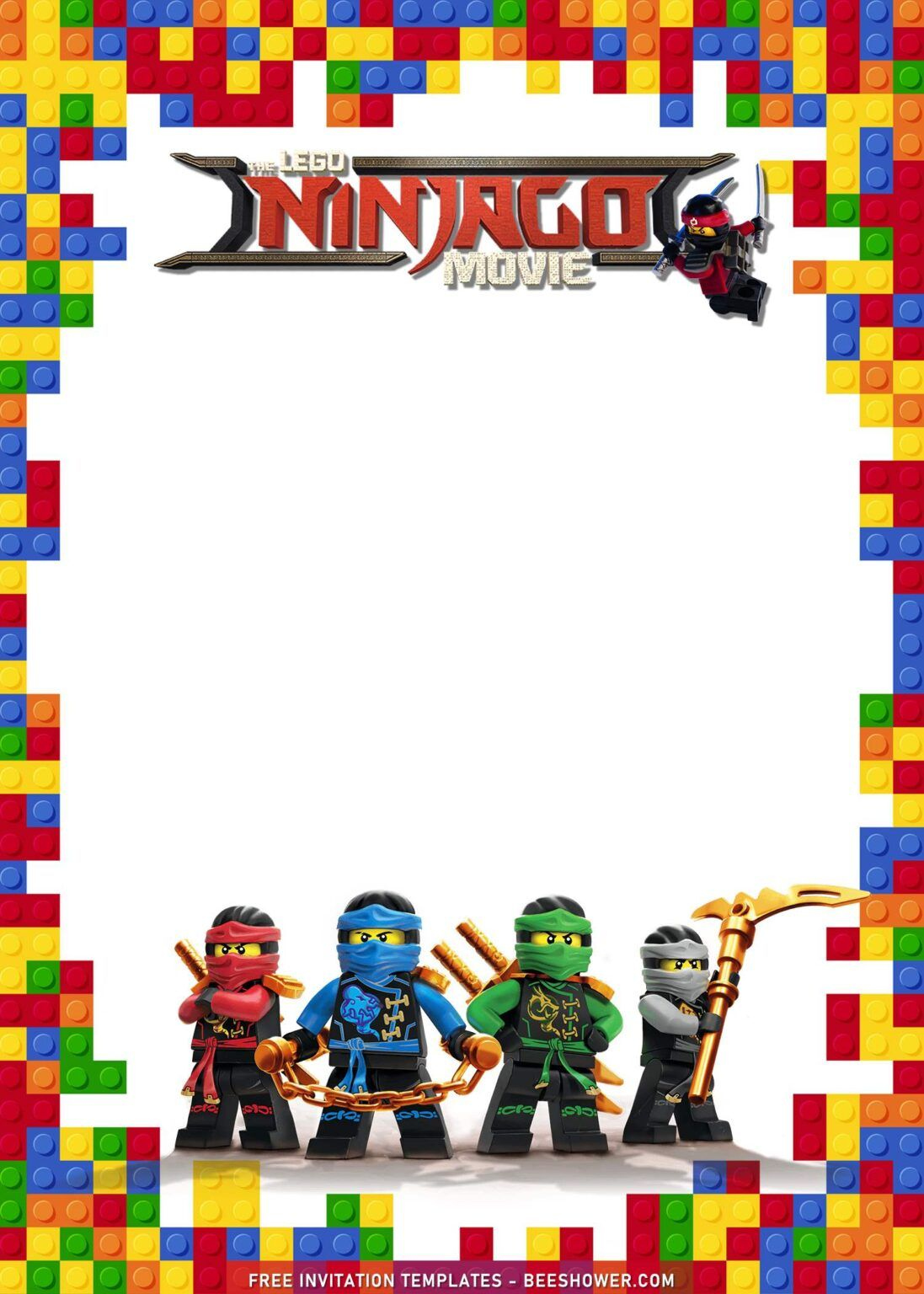 9+ Lego Birthday Invitation Templates With Awesome Ninjago throughout Lego Ninjago Party Invitations Printable Free