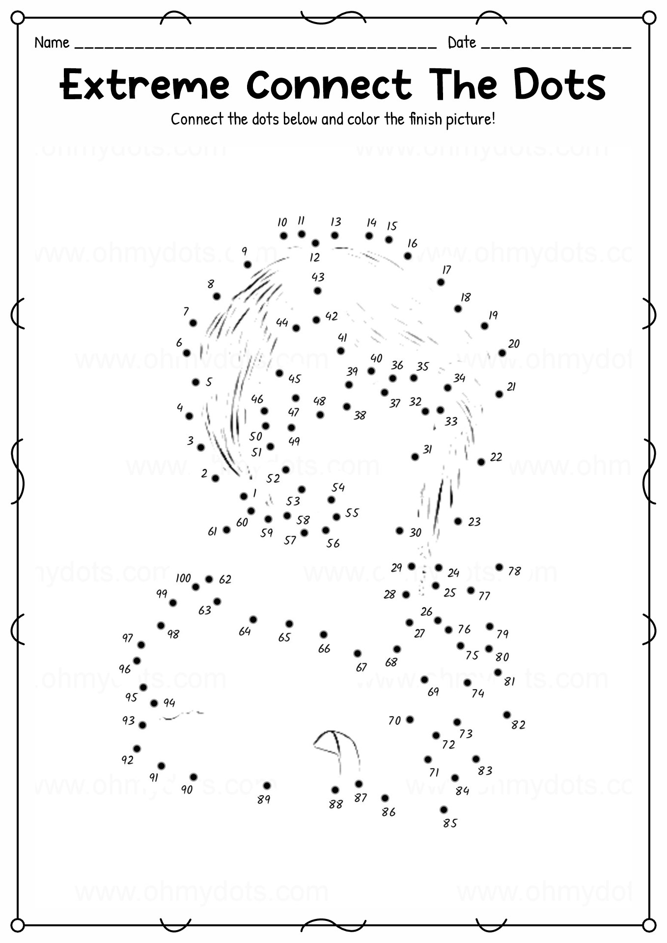 9 Printable Dot To Dot Worksheets 1-100 - Free Pdf At Worksheeto with regard to Free Printable Connect the Dots