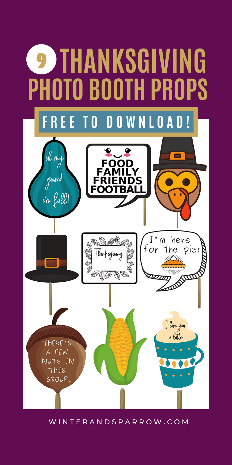 9 Totally Cute + Free Photo Booth Props Printable: Thanksgiving throughout Free Printable Thanksgiving Photo Props