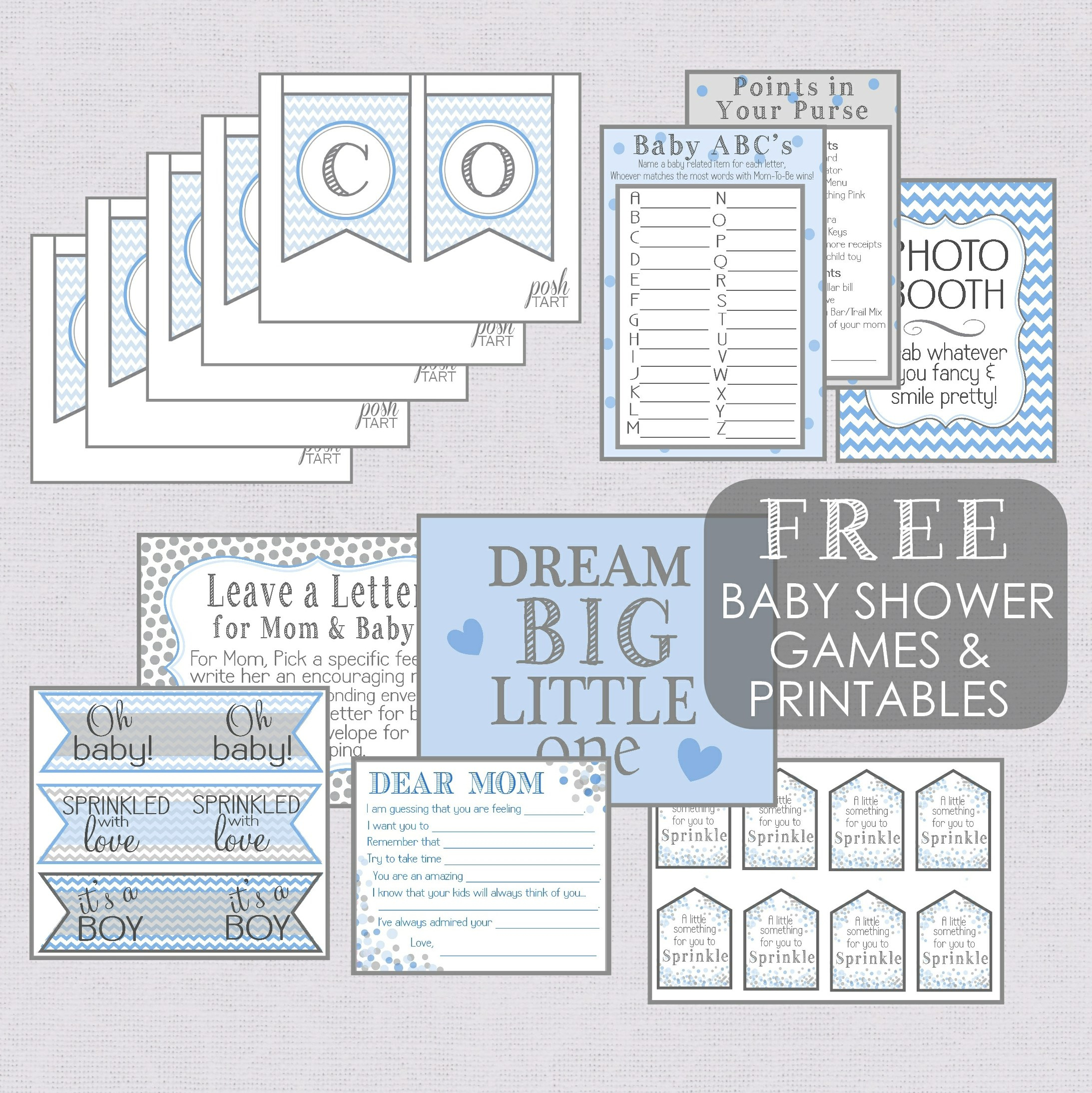 A Boy {Sprinkle} – Free Baby Shower Printables | Posh Tart within Free Baby Shower Printables Decorations