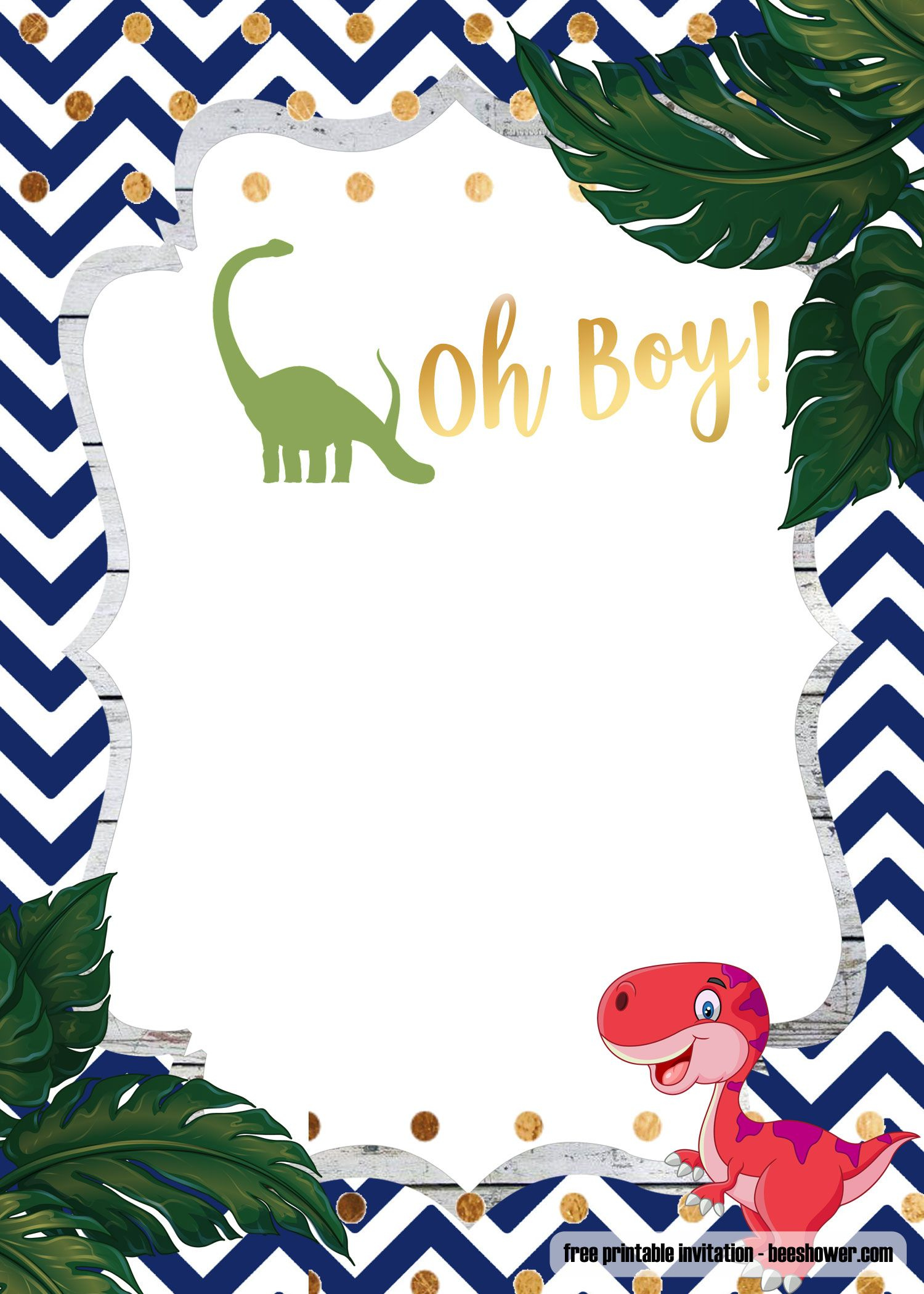 A Dinosaur Template For Your Baby Shower Invitation | Dinosaur within Free Printable Dinosaur Baby Shower Invitations