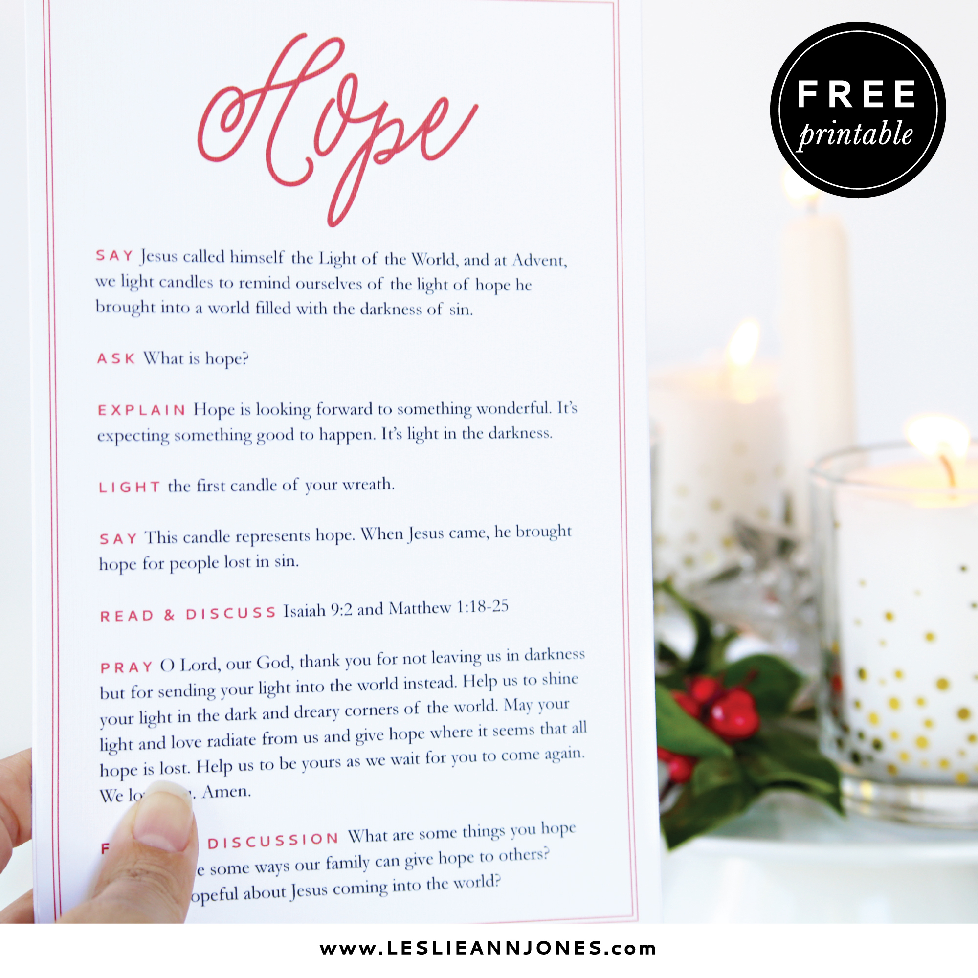 A Simple &amp;amp; Free Family Advent Wreath Devotional — Leslie Ann Jones regarding Free Printable Advent Devotions