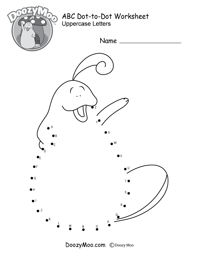 Abc Dot-To-Dot Worksheet (Free Printable) - Doozy Moo intended for Free Printable Alphabet Dot To-Dot Worksheets