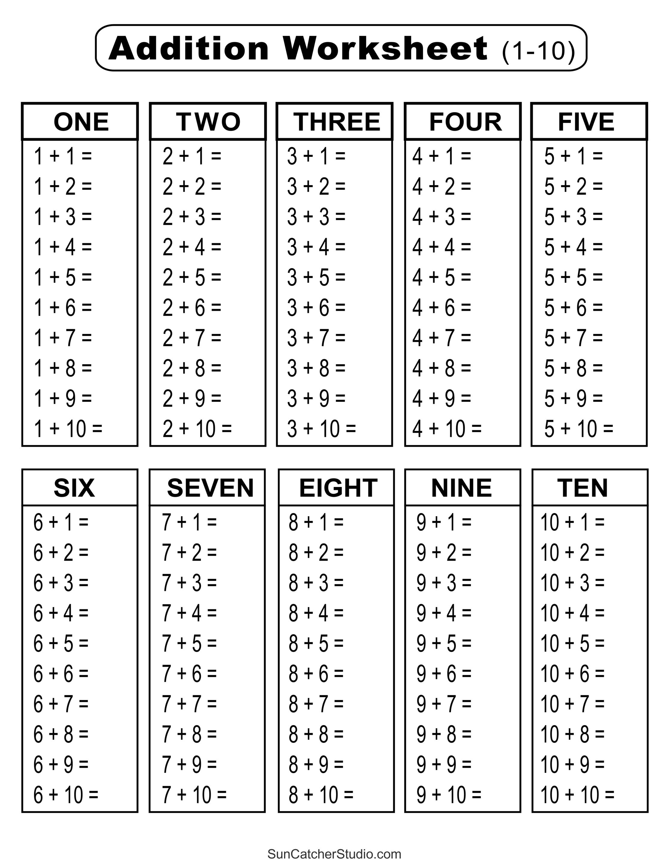 Addition Charts, Tables, &amp;amp; Worksheets (Free Printable Pdf Files throughout Free Printable Addition Chart