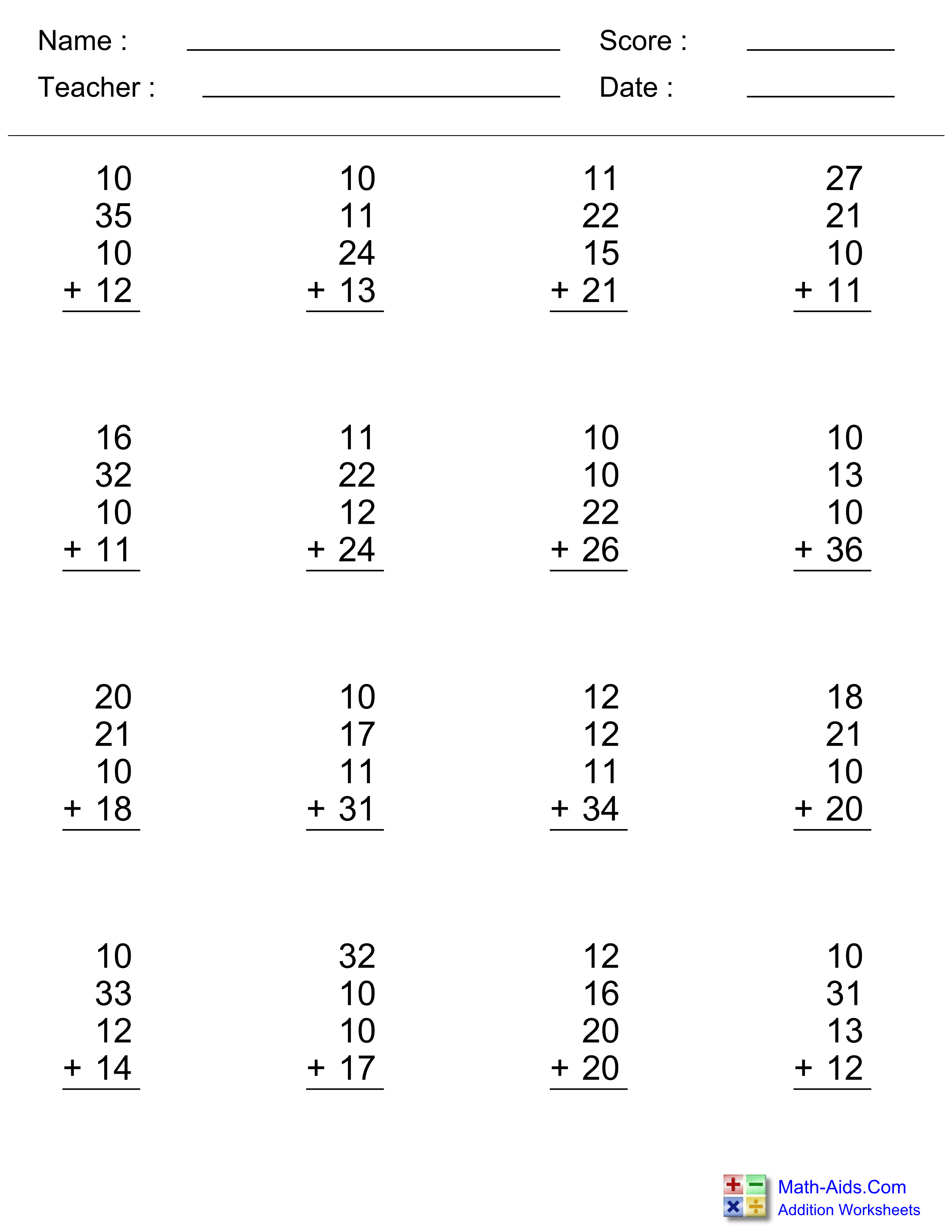 Addition Worksheets | Dynamically Created Addition Worksheets throughout Free Printable Addition Worksheets