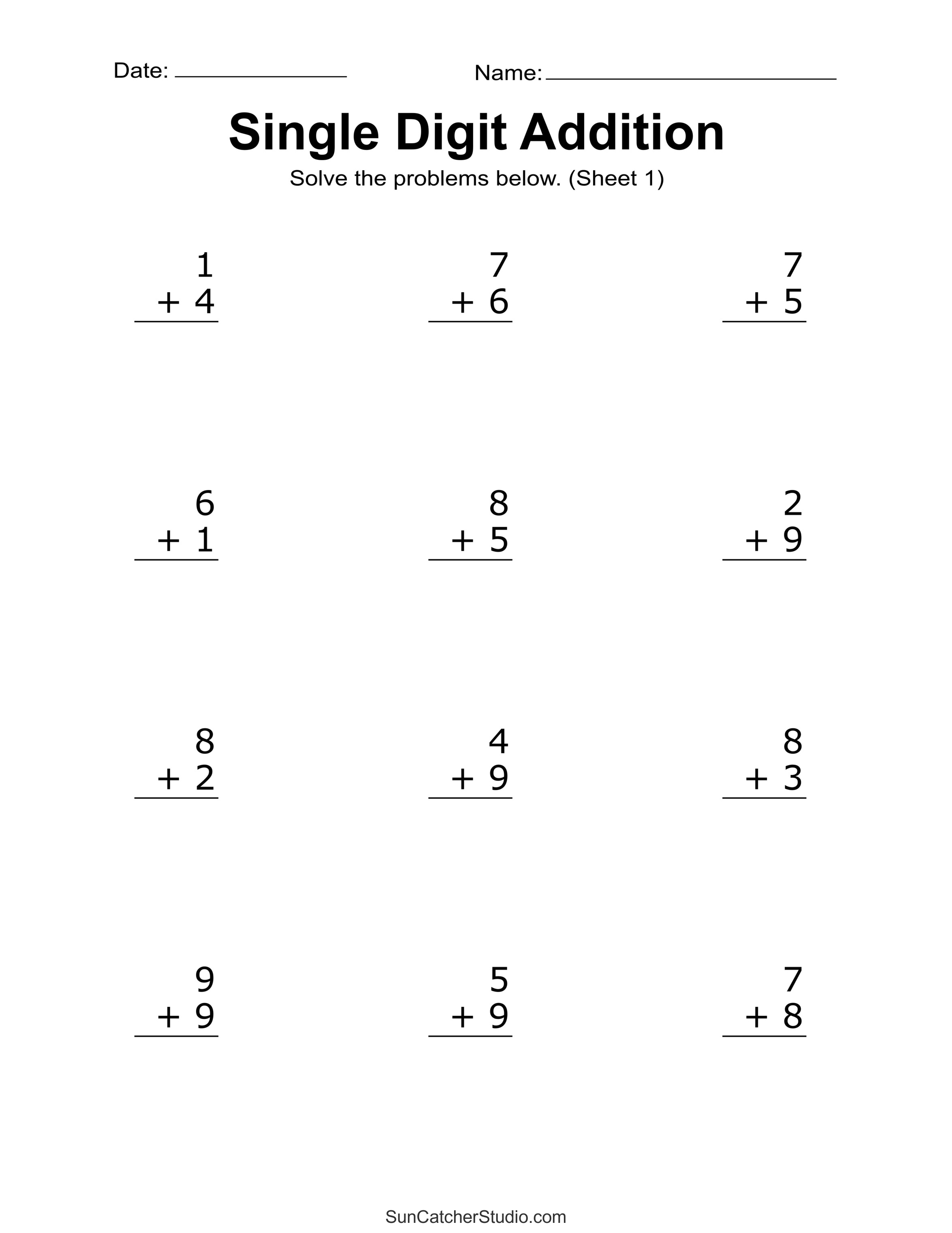 Addition Worksheets (Free Printable Easy Math Problems) – Diy in Free Printable Simple Math Worksheets