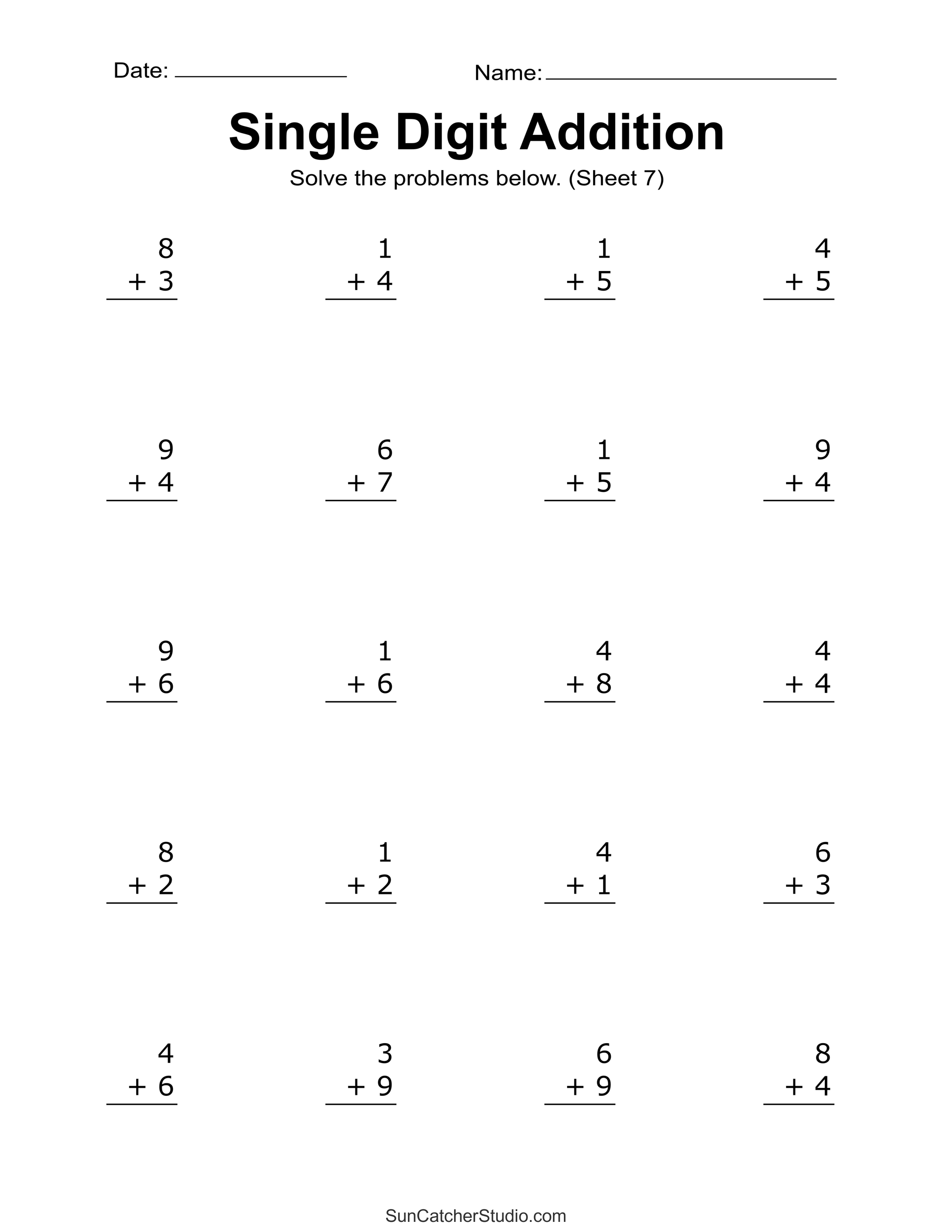 Addition Worksheets (Free Printable Easy Math Problems) – Diy with Free Printable Addition Worksheets