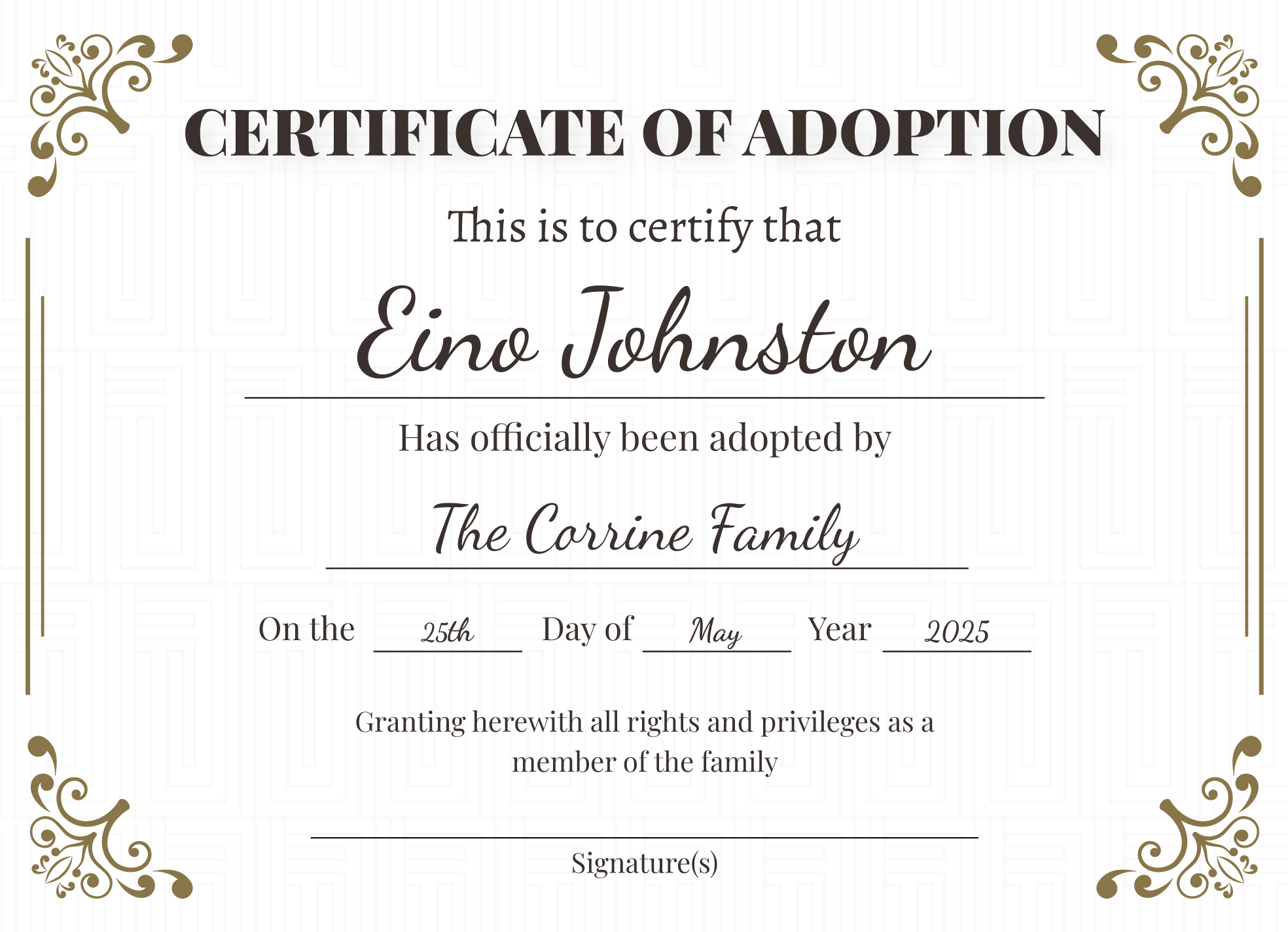 Adoption Certificate Free Google Docs Template - Gdoc.io in Fake Adoption Certificate Free Printable