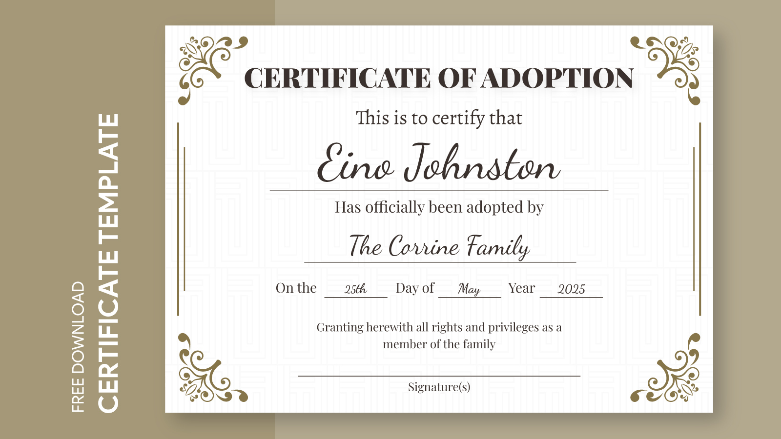 Adoption Certificate Free Google Docs Template - Gdoc.io with Free Printable Adoption Papers