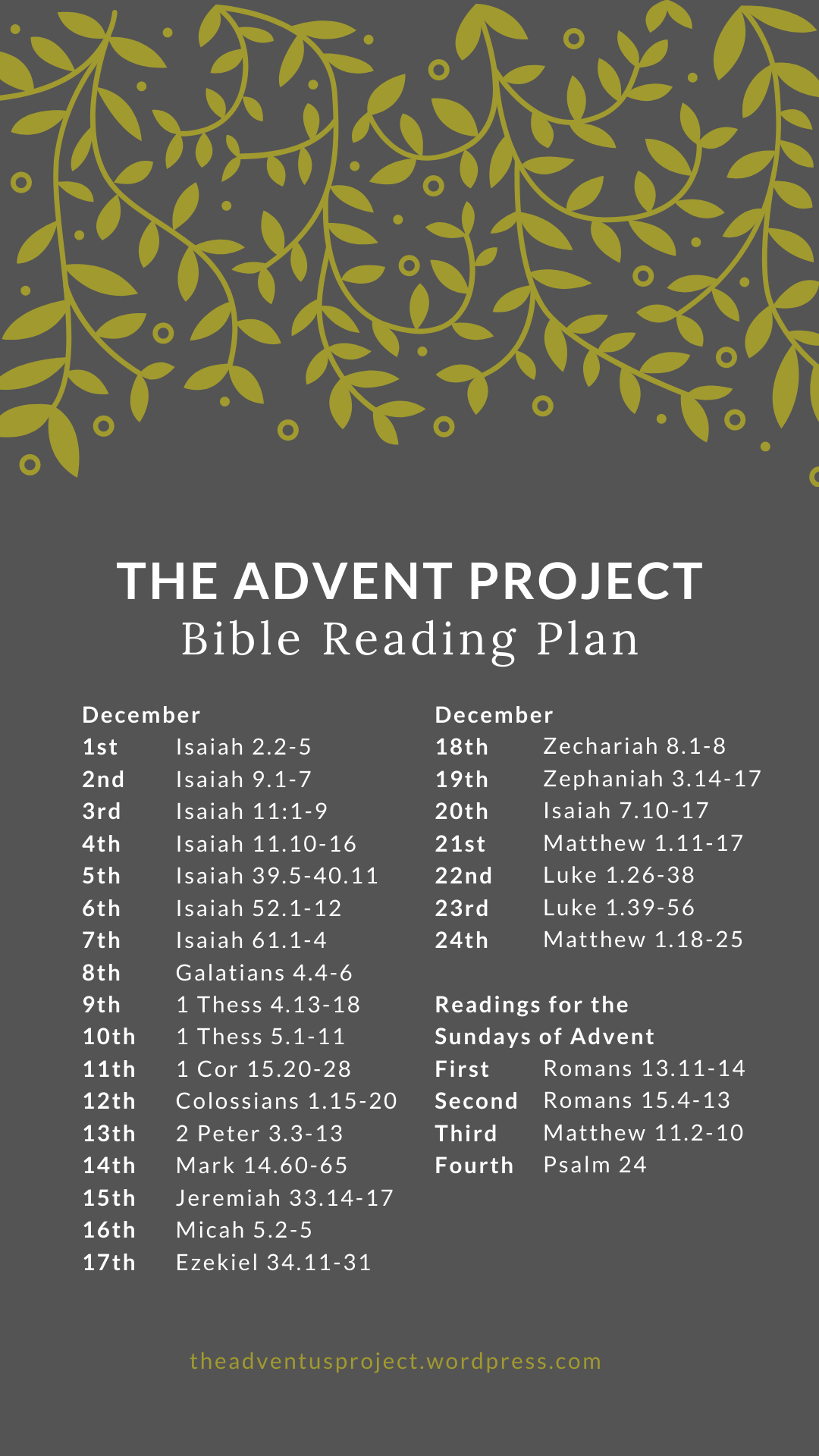 Advent Bible Reading Plan | The Advent Project for Free Printable Advent Bible Study