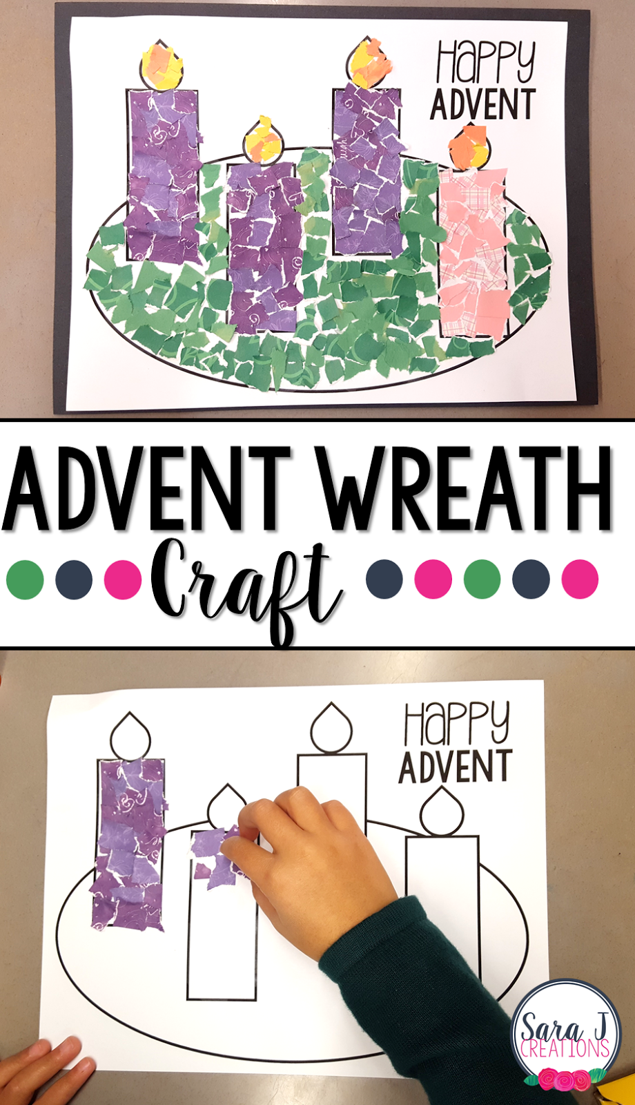 Advent Wreath Rip Art Craft | Sara J Creations throughout Free Printable Advent Wreath