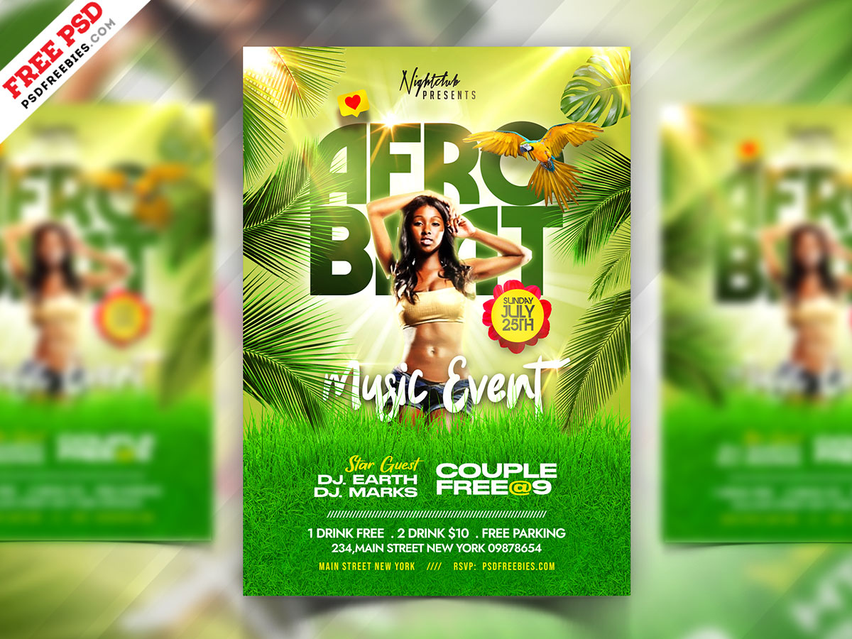 Afro Beat Event Party Flyer Psd Template | Psdfreebies with regard to Free Printable Event Flyer Templates