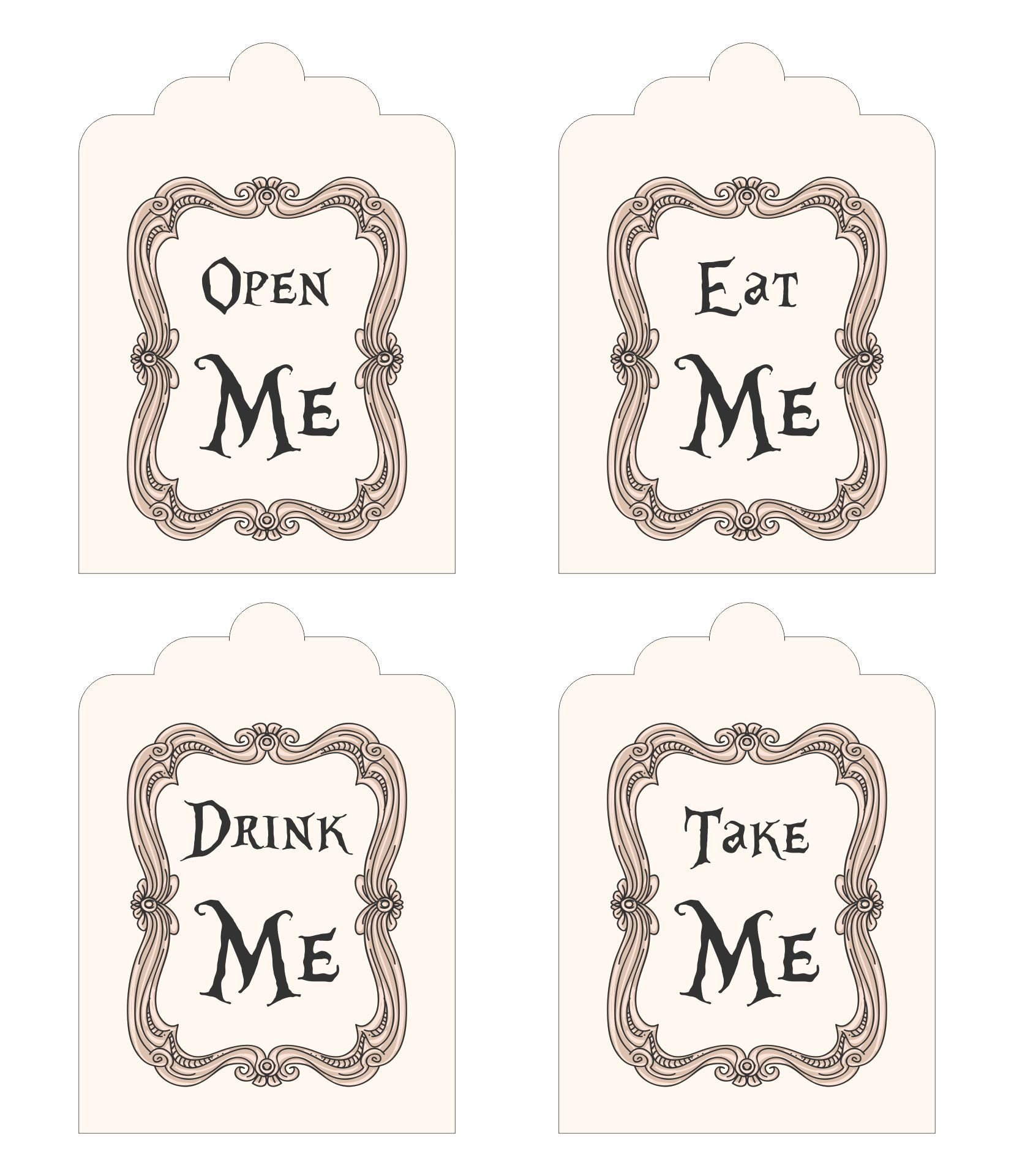 Alice In Wonderland Drink Me Tags Printable | Alice In Wonderland for Free Printable Alice In Wonderland Eat Me Tags