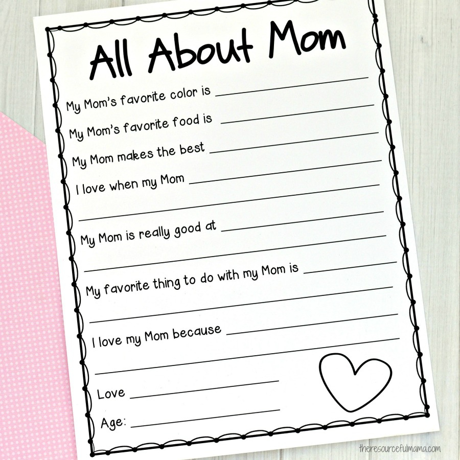 All About Me Mother&amp;#039;S Day Survey {Free Printable For Kids} - The throughout Free Printable Mothers Day Questions