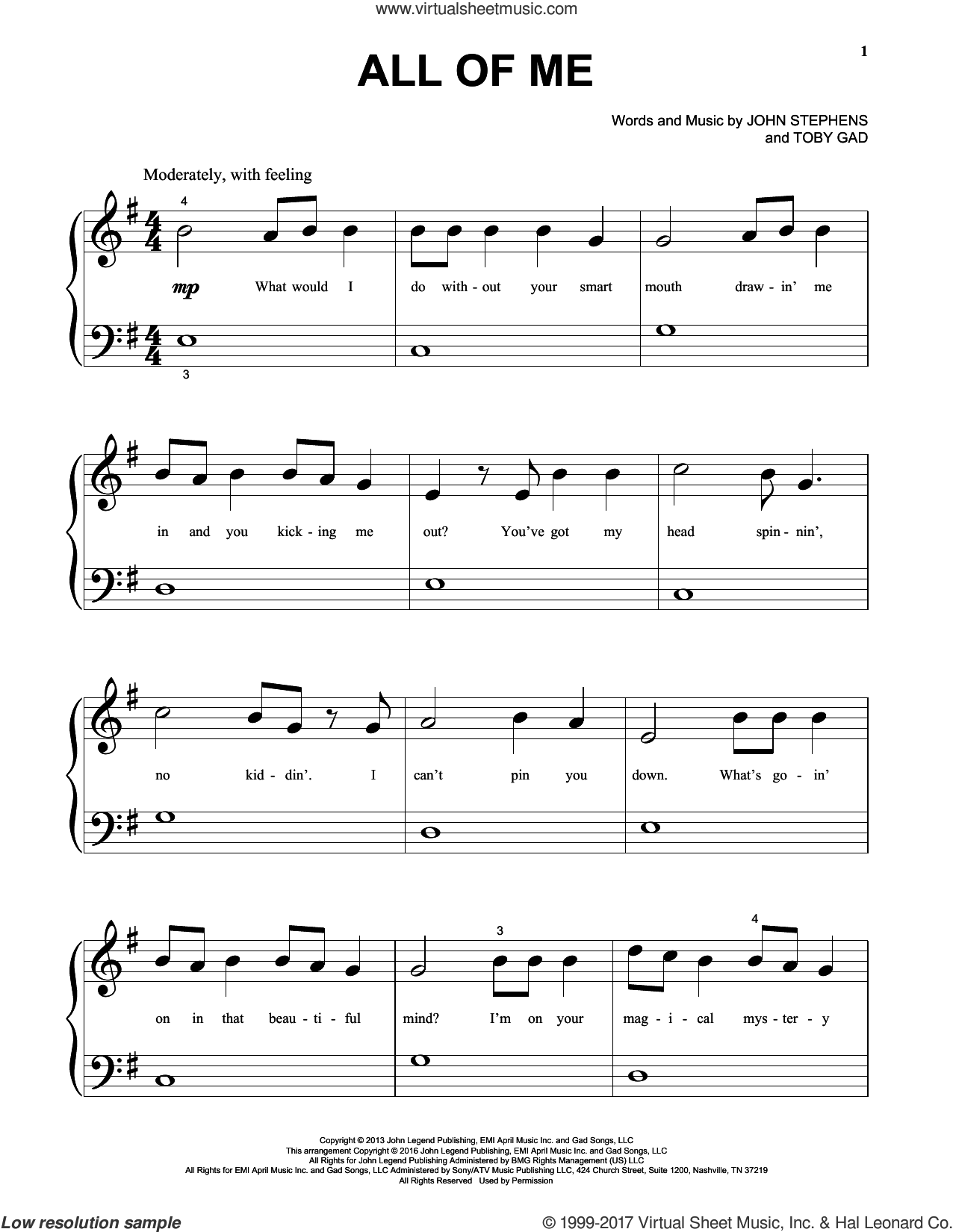 All Of Me Sheet Music (Beginner Version 3) For Piano Solo (Pdf) regarding All Of Me Easy Piano Sheet Music Free Printable