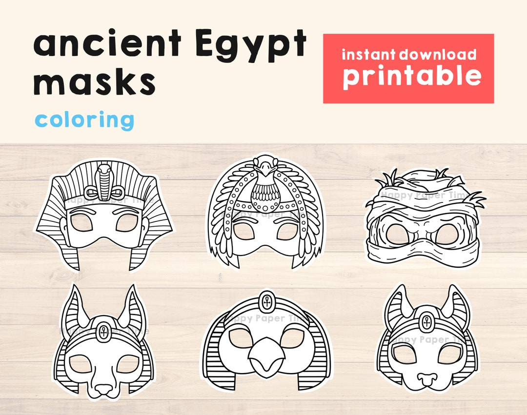 Ancient Egypt Masks Template Pharaoh Cleopatra Mummy Horus Anubis intended for Free Printable Egyptian Masks