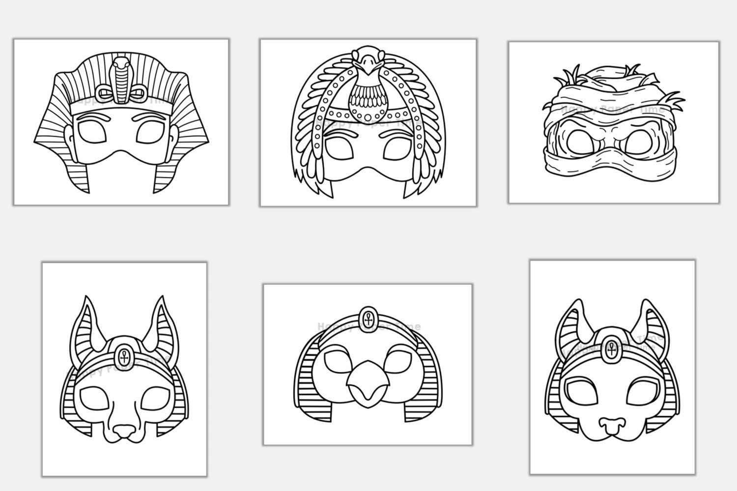 Ancient Egypt Masks Template Pharaoh Cleopatra Mummy Horus Anubis pertaining to Free Printable Egyptian Masks