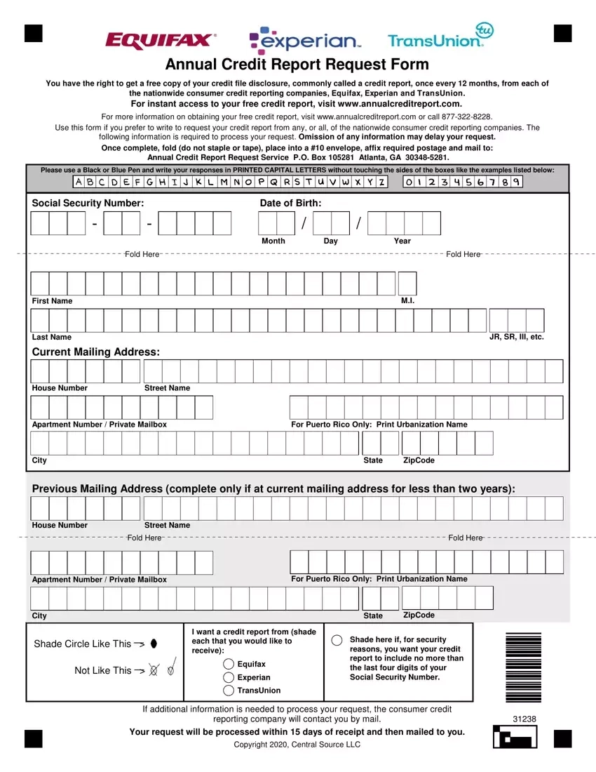 Annual Credit Report Form ≡ Fill Out Printable Pdf Forms Online inside Free Credit Report Printable Form