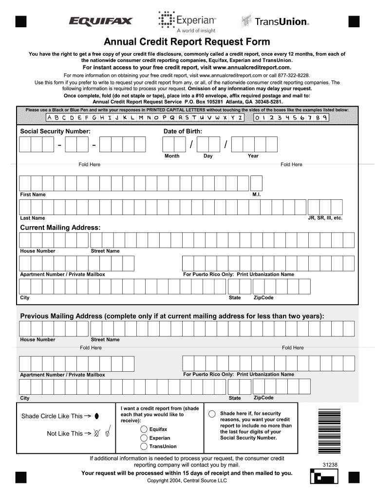 Annual Credit Report Request Form - Fill Online, Printable inside Free Credit Report Printable Form