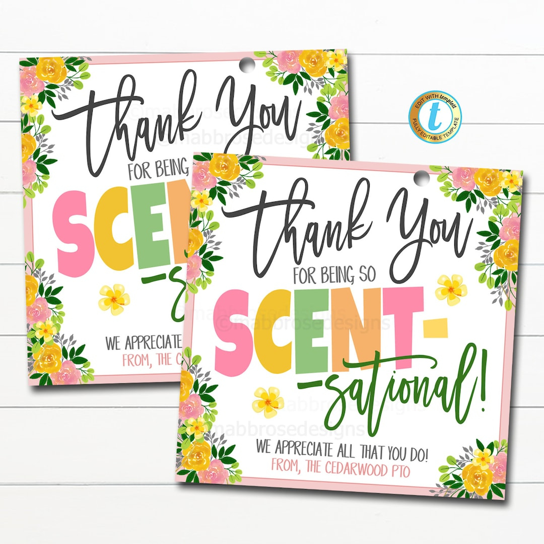 Appreciation Gift Tag, You Are Scent-Sational, Employee Volunteer with Scentsational Teacher Free Printable