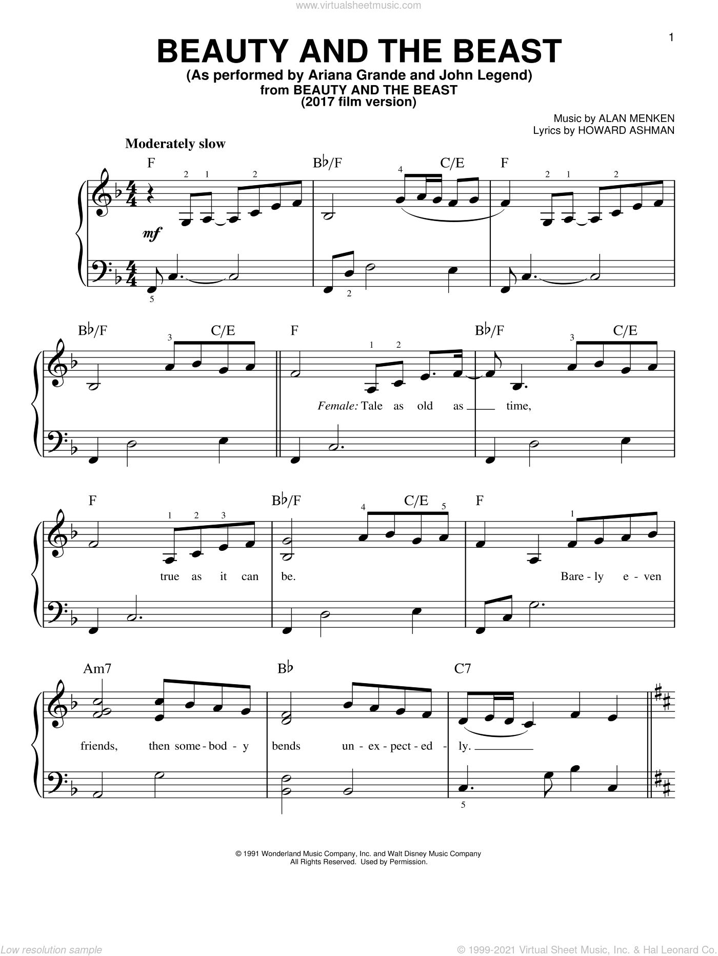 Ariana Grande &amp;amp; John Legend: Beauty And The Beast Sheet Music For with regard to Beauty And The Beast Piano Sheet Music Free Printable