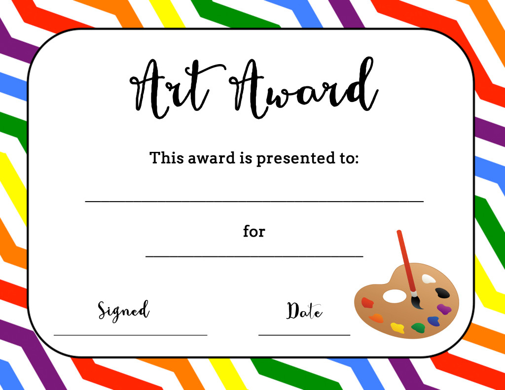 Art Award Certificate (Free Printable) – Art Is Basic | An in Free Printable Certificates and Awards