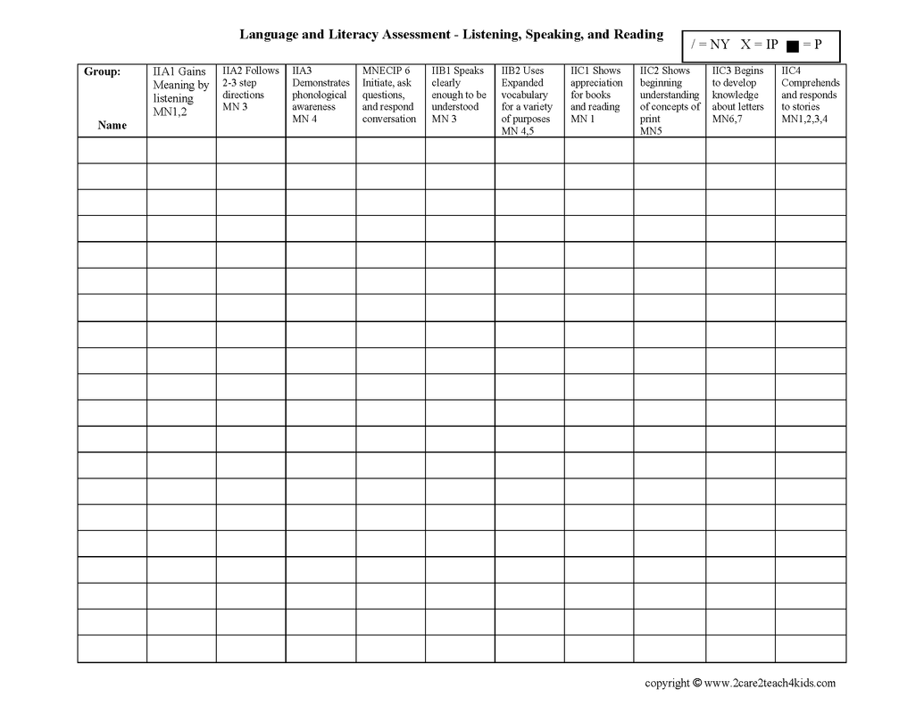 Assessment Forms - Free Printable Templates -2Care2Teach4Kids regarding Preschool Assessment Forms Free Printable