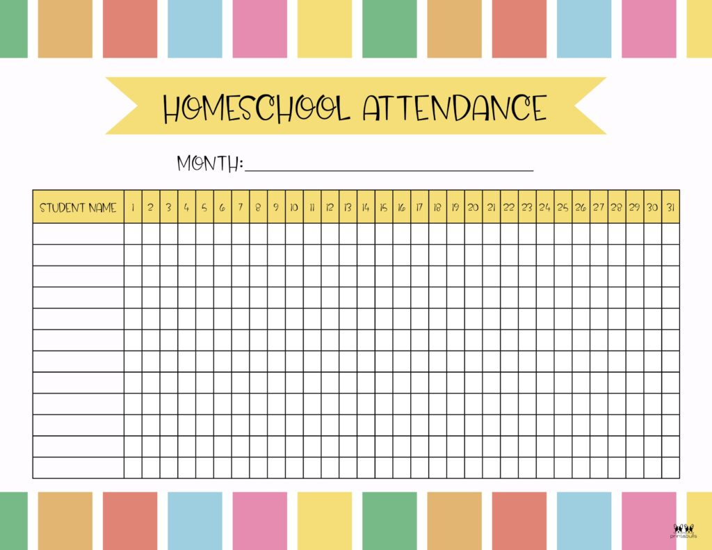 Attendance Sheets - 52 Free Printables | Printabulls regarding Free Printable Attendance Sheets For Homeschool