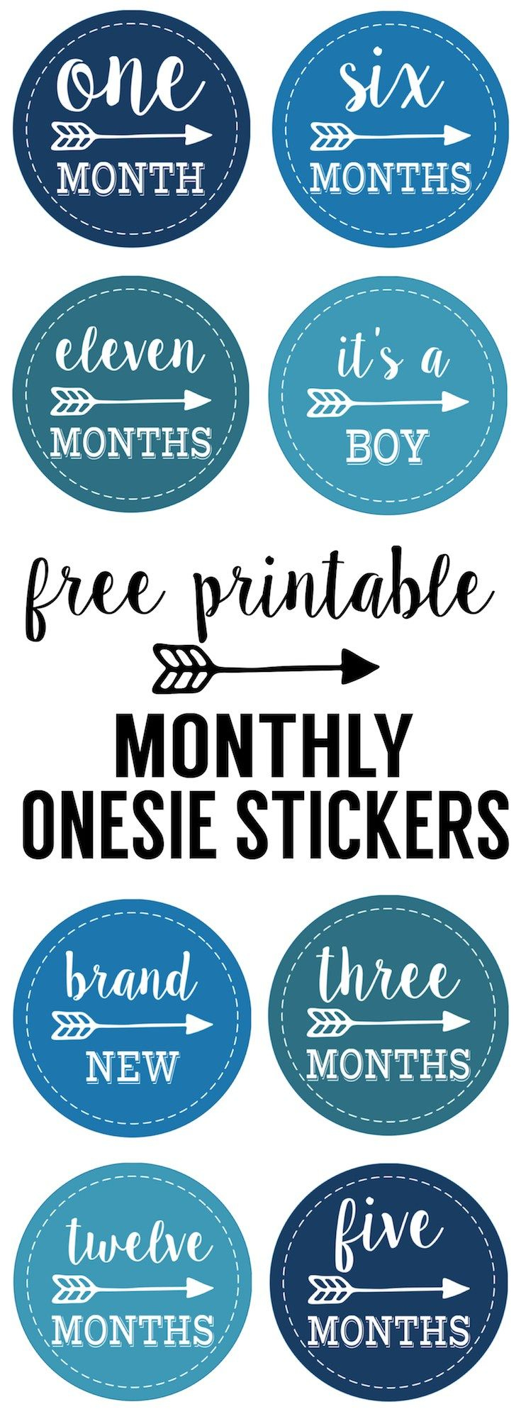 Baby Boy Monthly Onesie Stickers Free Printable - Paper Trail regarding Free Printable Baby Month Stickers