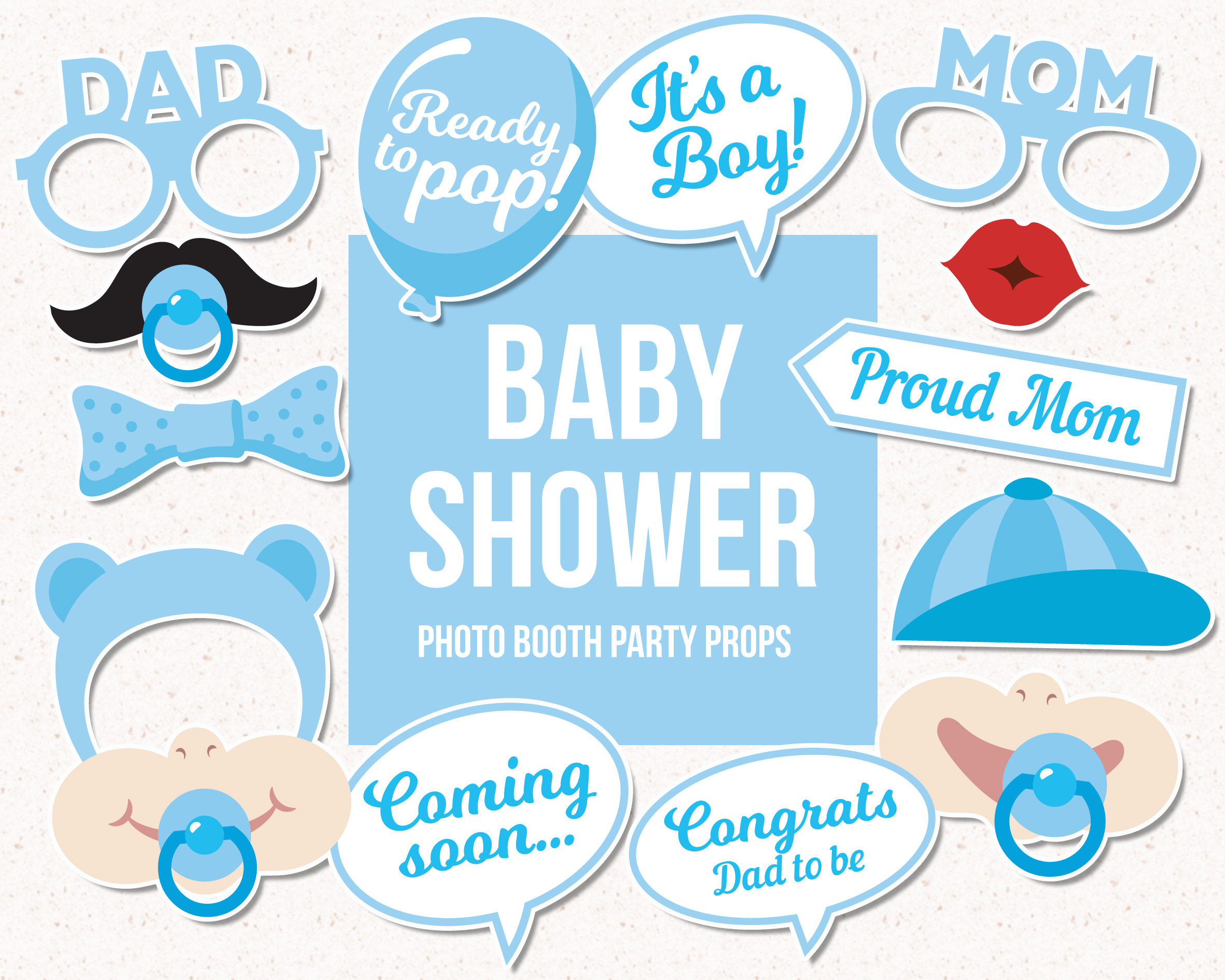 Baby Shower Boy Photo Booth Props Its A Boy Baby Shower Party Baby throughout Free Printable Boy Baby Shower Photo Booth Props