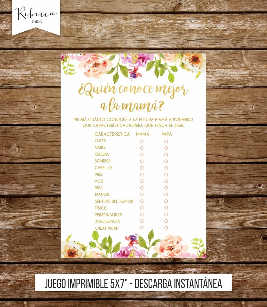 Baby Shower Game In Spanish Who Knows Mommy Best Game Spanish in Free Printable Baby Shower Games In Spanish