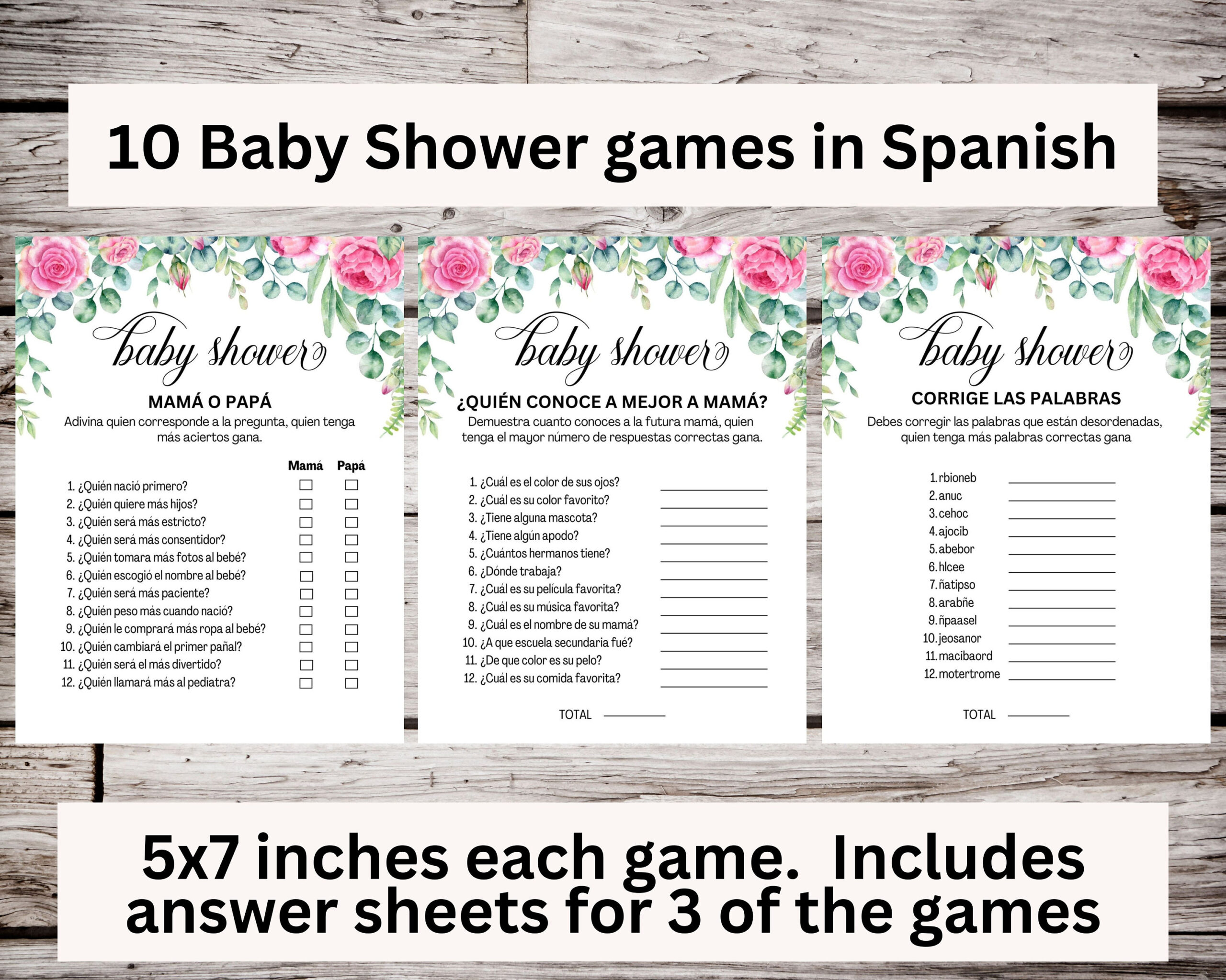 Baby Shower Games In Spanish, Spanish Games For Baby Shower Bundle in Free Printable Baby Shower Games in Spanish